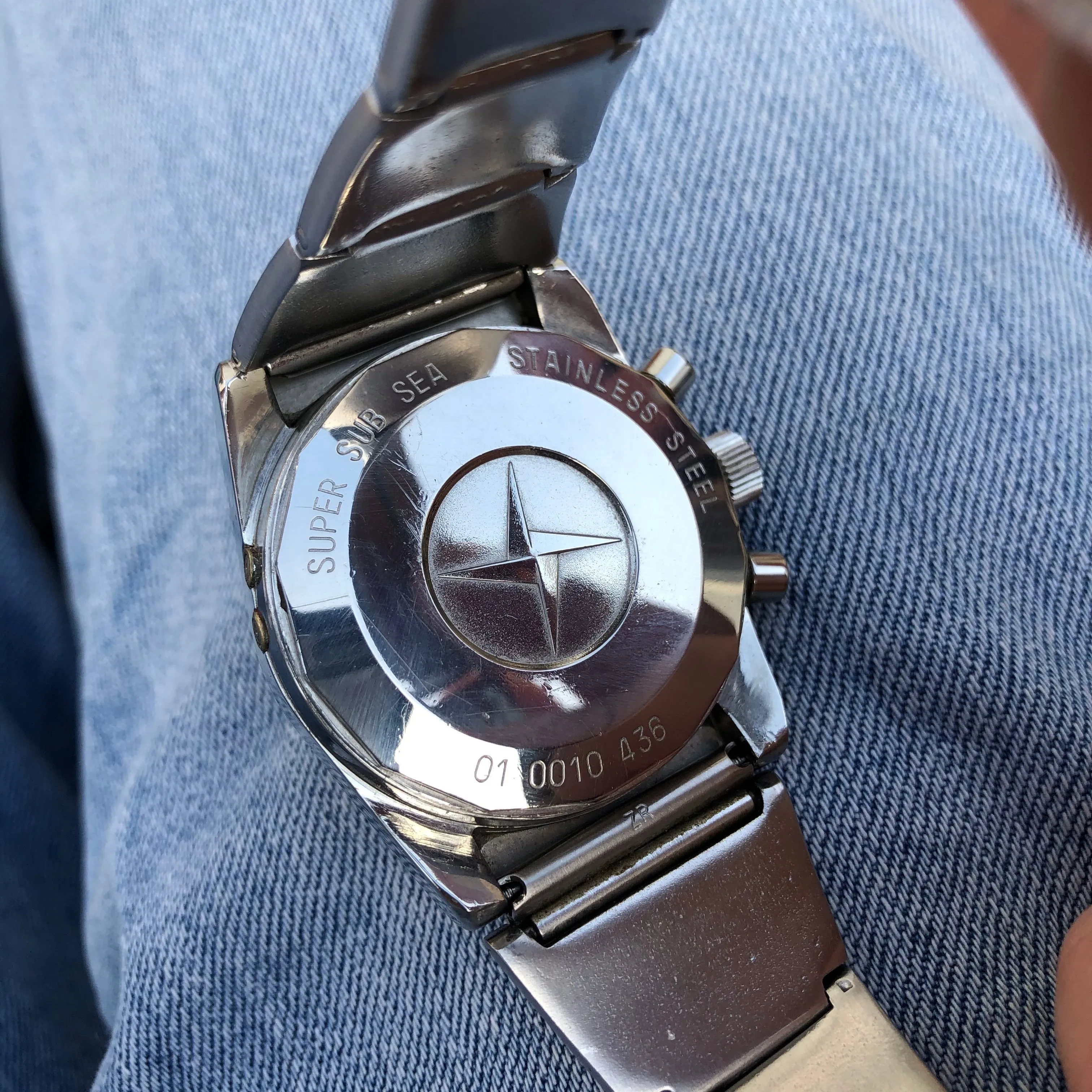 Vintage Movado Astronic HS360 Super Sub Sea El Primero Chronograph Stainless Steel Wristwatch