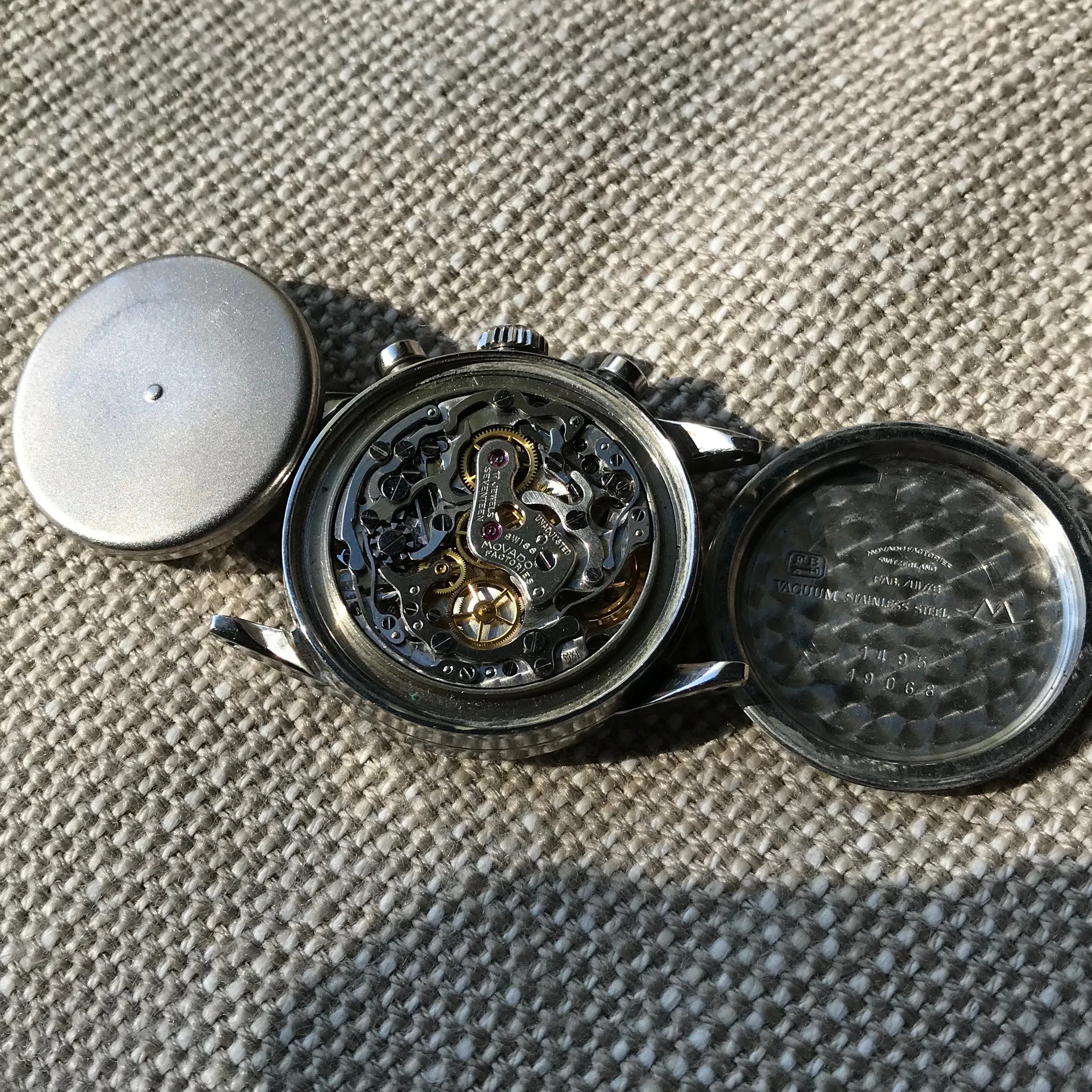 Vintage Movado Sub Sea M95 Chronograph Stainless Steel Black Wristwatch 1960's
