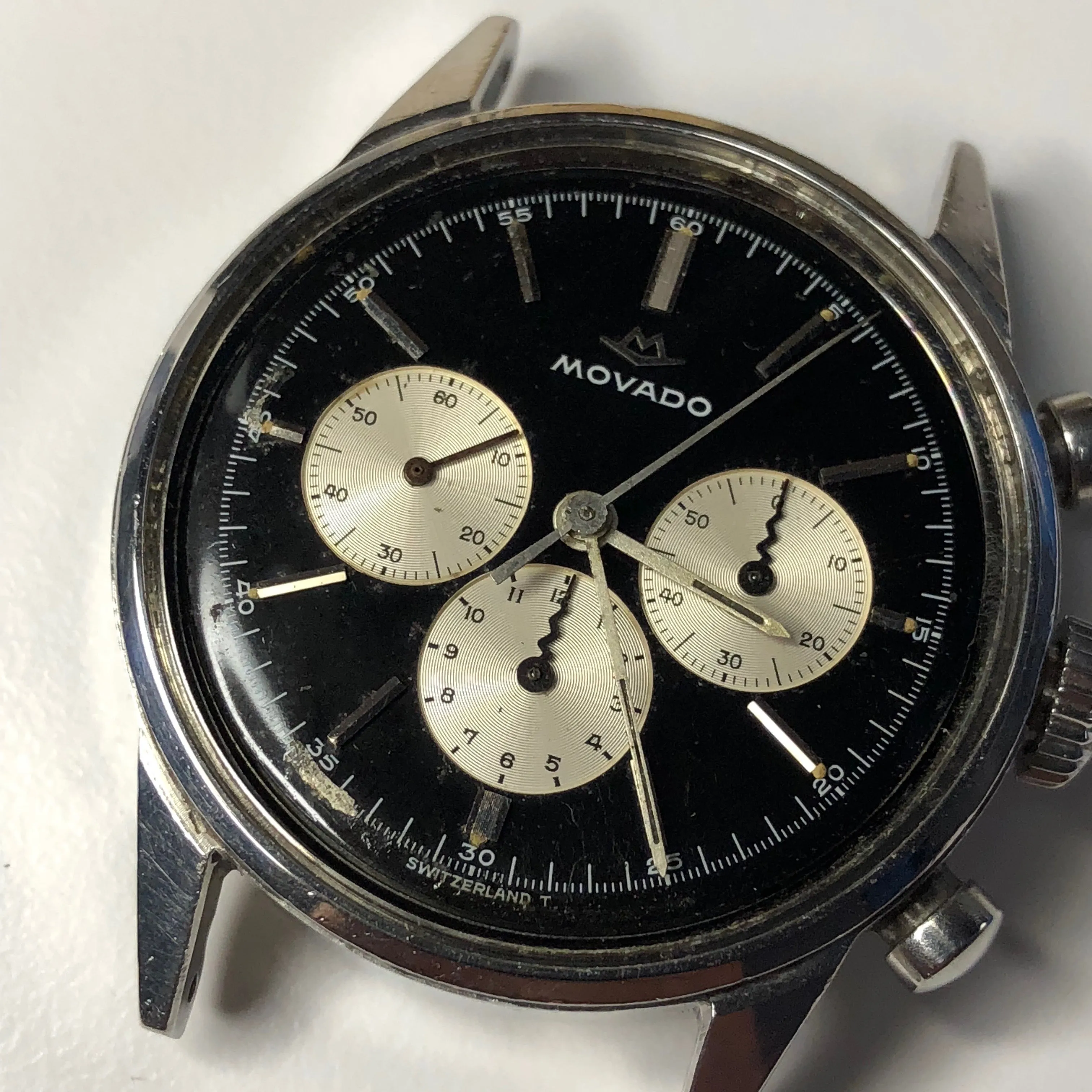 Vintage Movado Sub Sea M95 Chronograph Stainless Steel Black Wristwatch 1960's