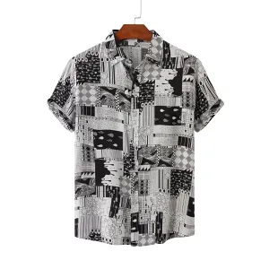VINTAGE NEWSPAPER PRINTED ALOHA SHIRT