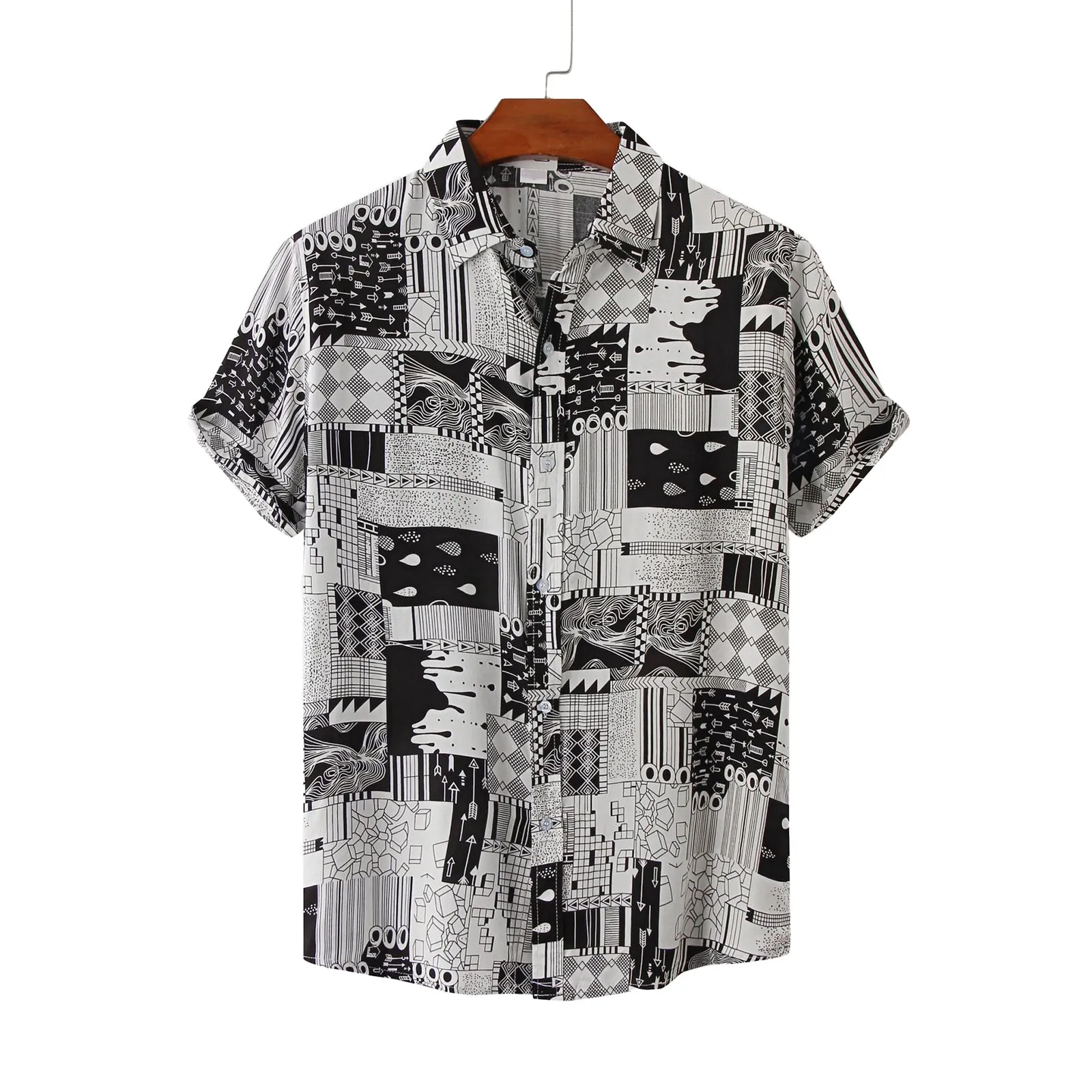VINTAGE NEWSPAPER PRINTED ALOHA SHIRT