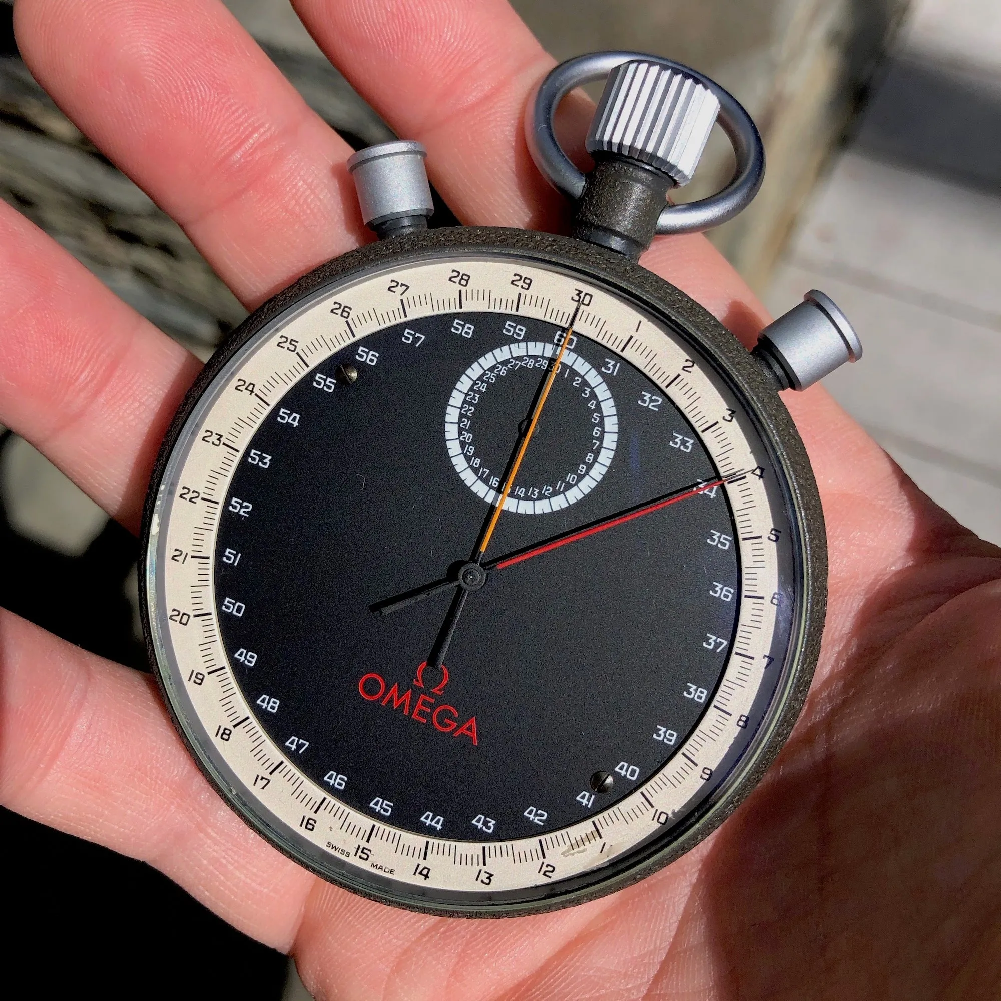Vintage Omega Olympic Split Second Pocket Timer Chronograph Stop Watch