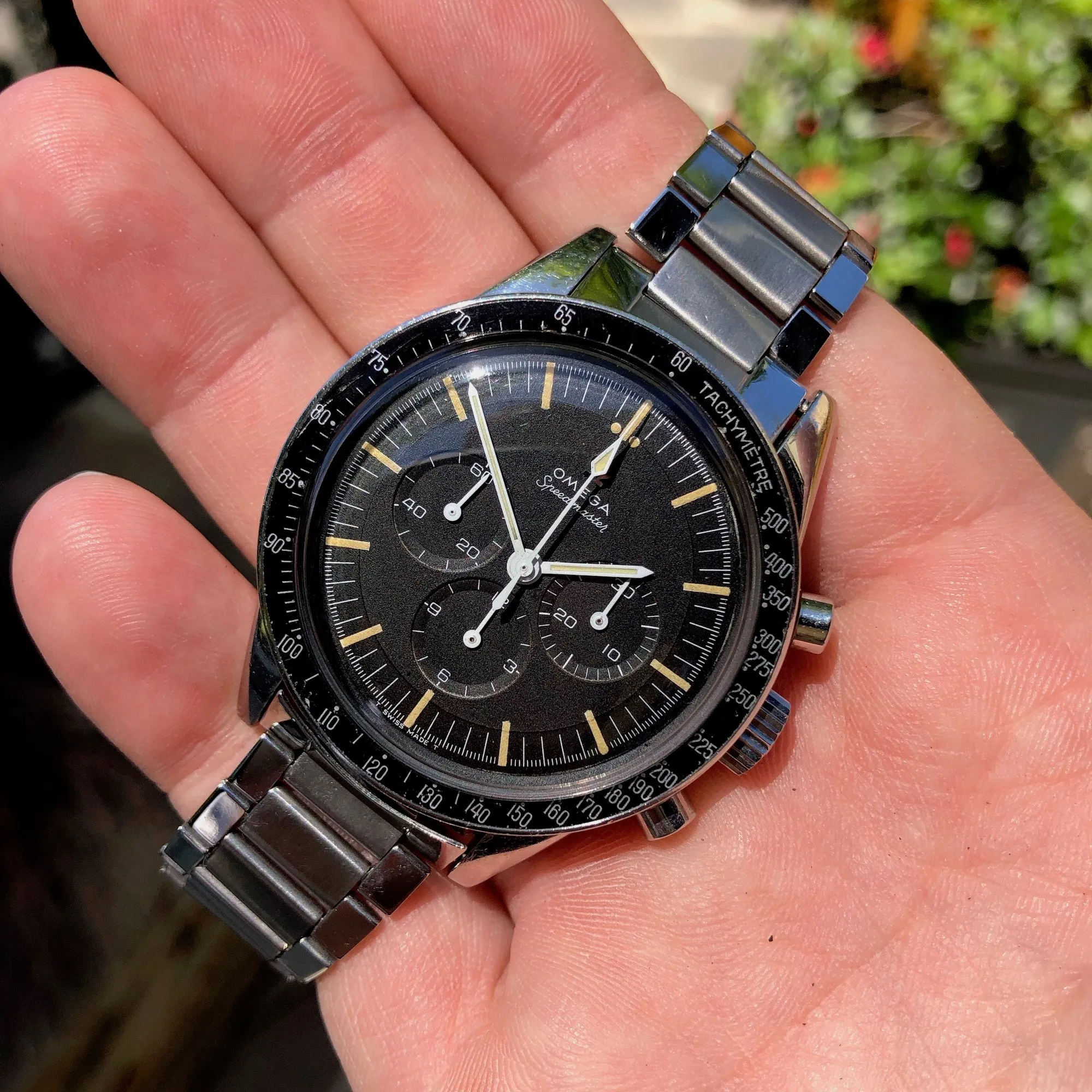 Vintage Omega Speedmaster 105.003 ST Ed White Steel Cal. 321 Chronograph Pre Moon Wristwatch Circa 1965