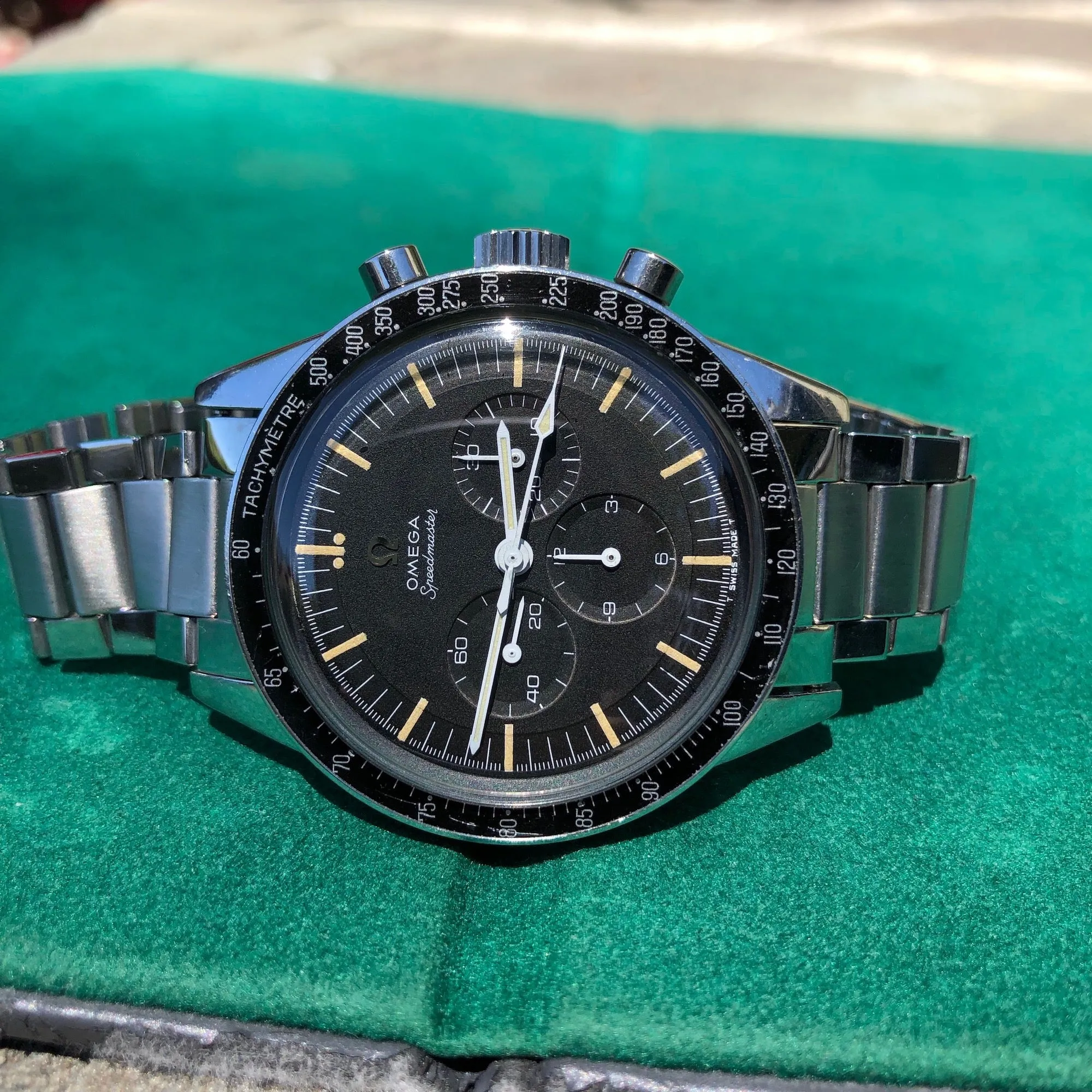 Vintage Omega Speedmaster 105.003 ST Ed White Steel Cal. 321 Chronograph Pre Moon Wristwatch Circa 1965