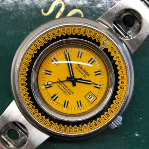 Vintage Philip Watch Hi Swing Caribbean 2000 Yellow Diving Automatic Wristwatch