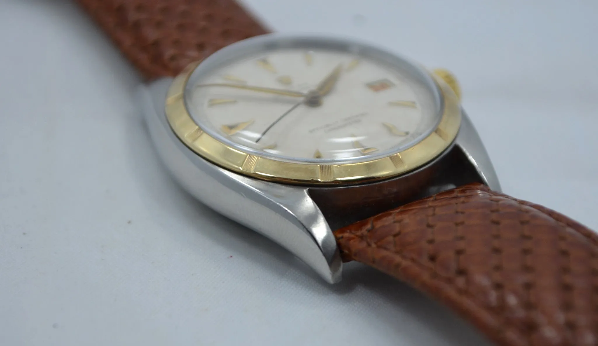 Vintage Rolex 6105 Oyster Perpetual 18K Gold Steel Red Date Automatic 1950 Watch