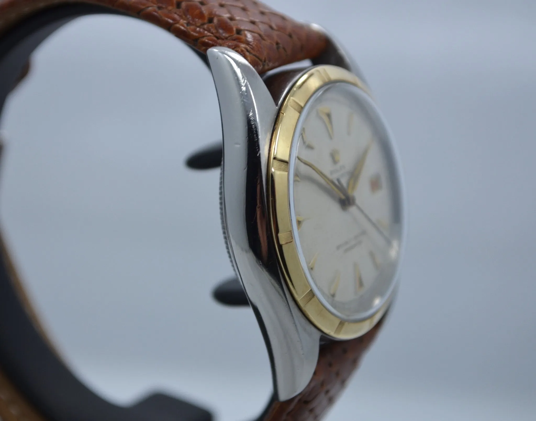 Vintage Rolex 6105 Oyster Perpetual 18K Gold Steel Red Date Automatic 1950 Watch