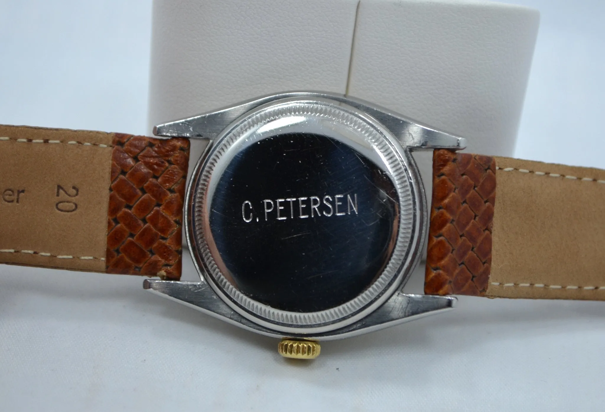 Vintage Rolex 6105 Oyster Perpetual 18K Gold Steel Red Date Automatic 1950 Watch