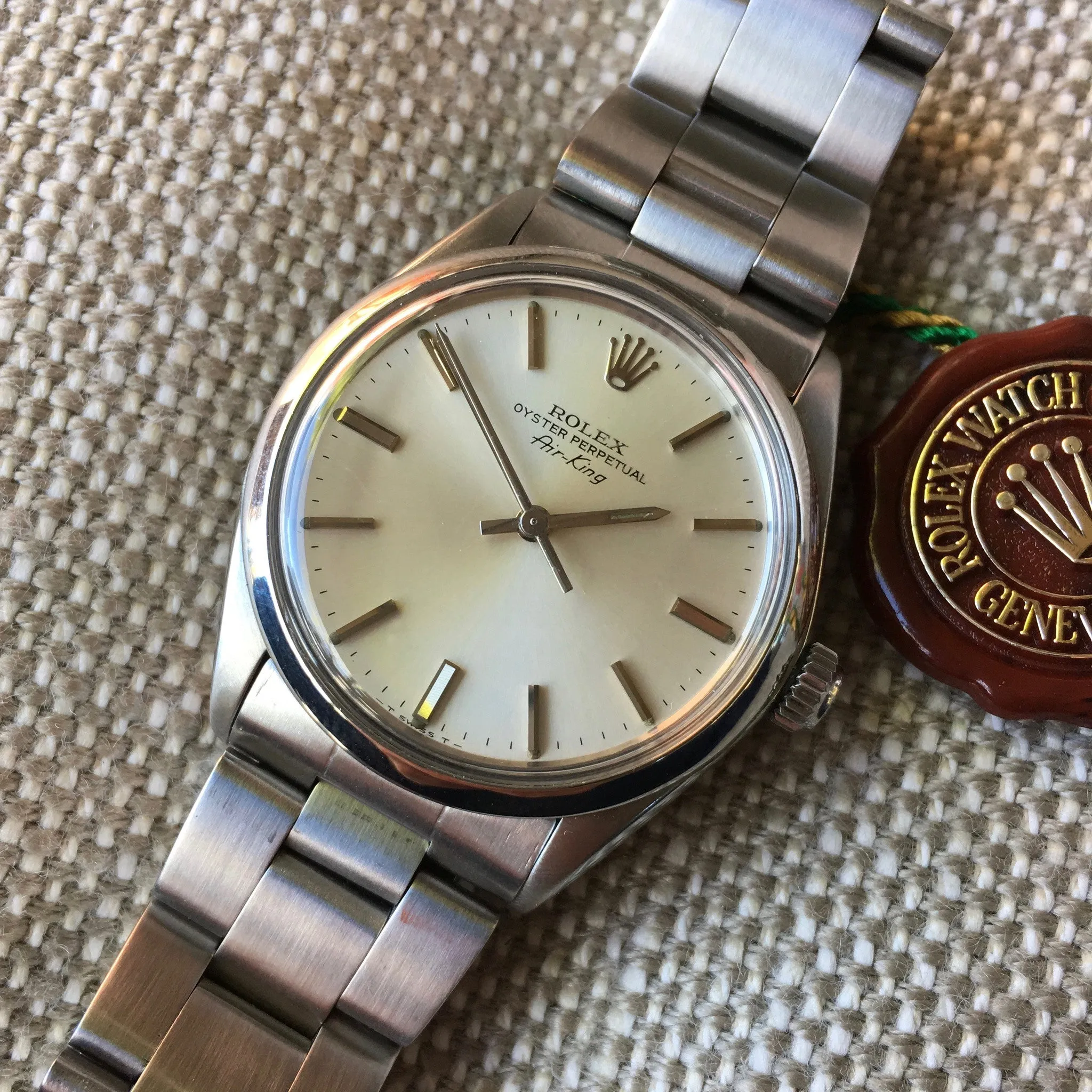 Vintage Rolex Air King 5500 Stainless Steel 1980 Caliber 1520 Automatic Wristwatch