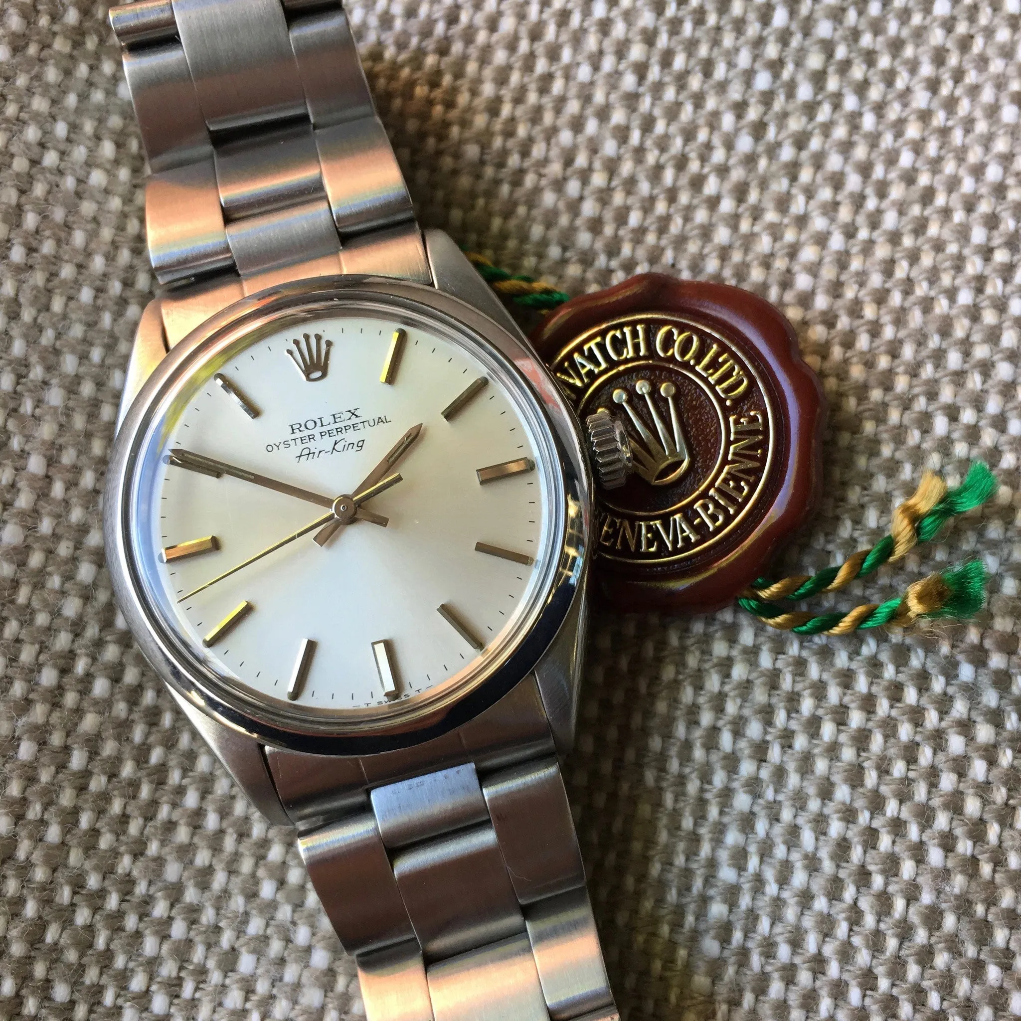 Vintage Rolex Air King 5500 Stainless Steel 1980 Caliber 1520 Automatic Wristwatch