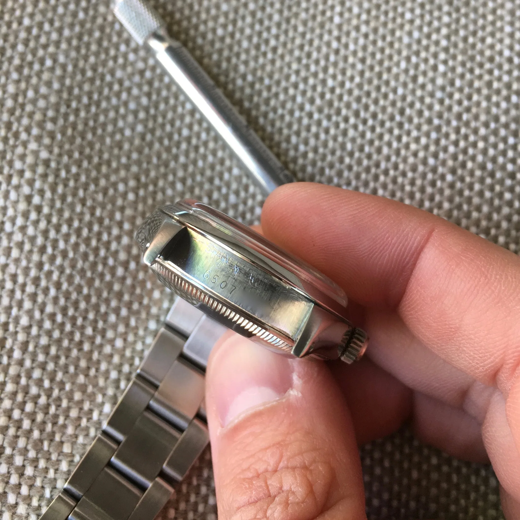 Vintage Rolex Air King 5500 Stainless Steel 1980 Caliber 1520 Automatic Wristwatch