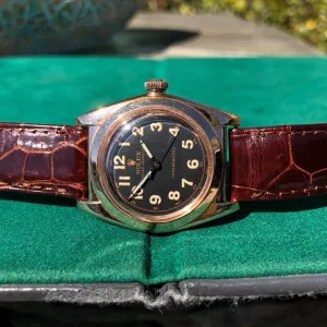 Vintage Rolex Bubbleback 3131 14K Rose Gold Chronometer Automatic Watch Circa 1946