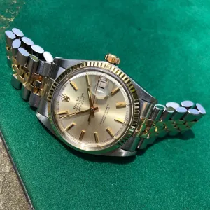 Vintage Rolex Datejust 1601 Steel Gold Two Tone Jubilee Silver Automatic Wristwatch Circa 1967