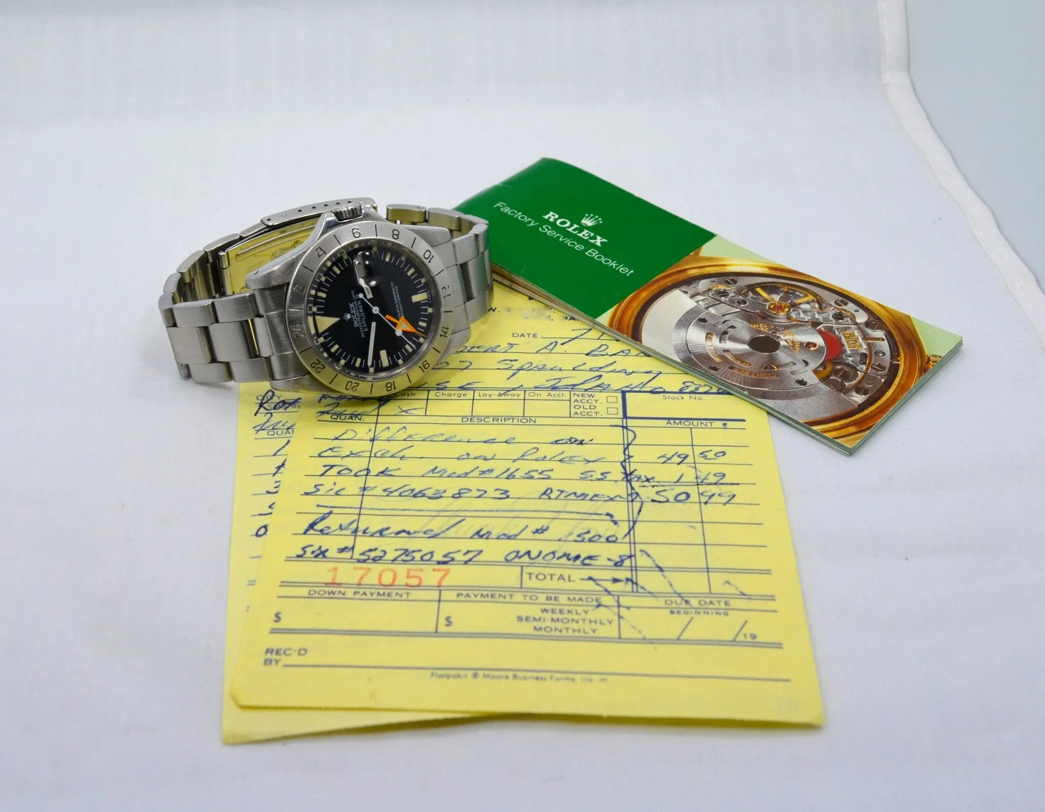 Vintage Rolex Explorer II 1655 Mark II Stern Dial Watch w/ Original Purchase Papers Circa 1974