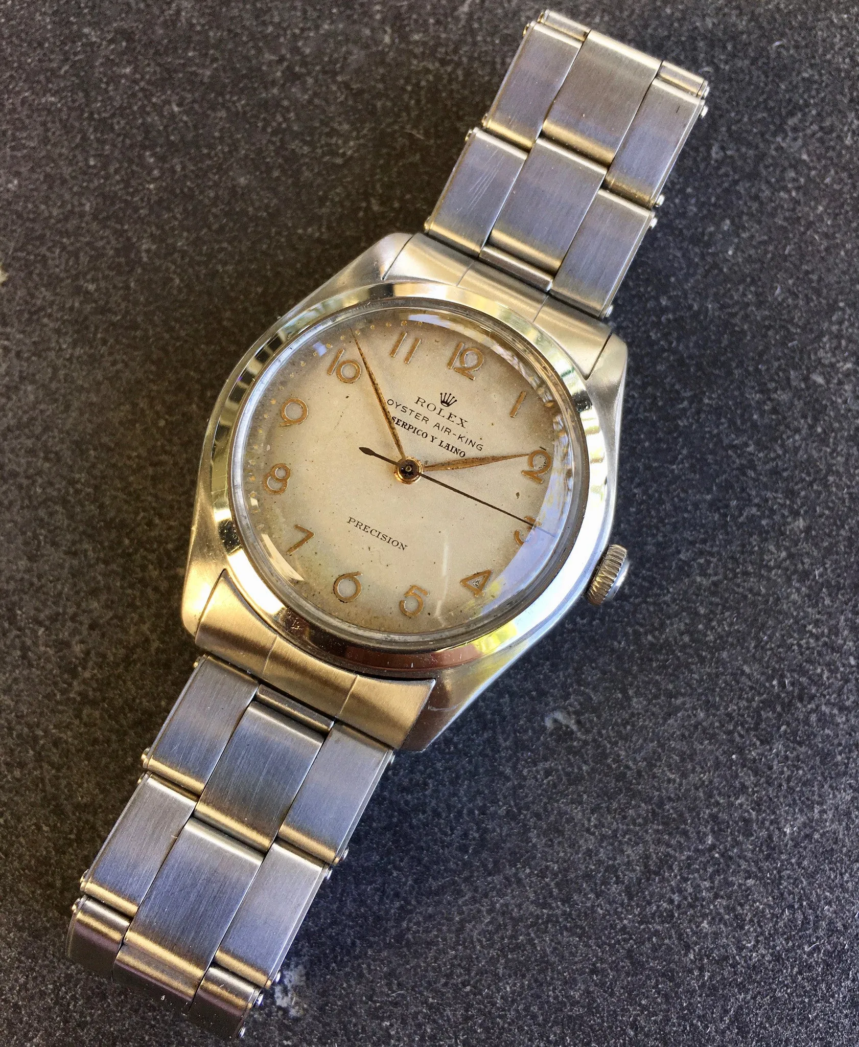 Vintage Rolex Oyster Air King "Serpico Y Laino" 4499 Precision 1946 Steel Wristwatch