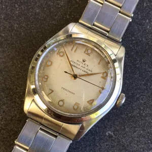 Vintage Rolex Oyster Air King "Serpico Y Laino" 4499 Precision 1946 Steel Wristwatch