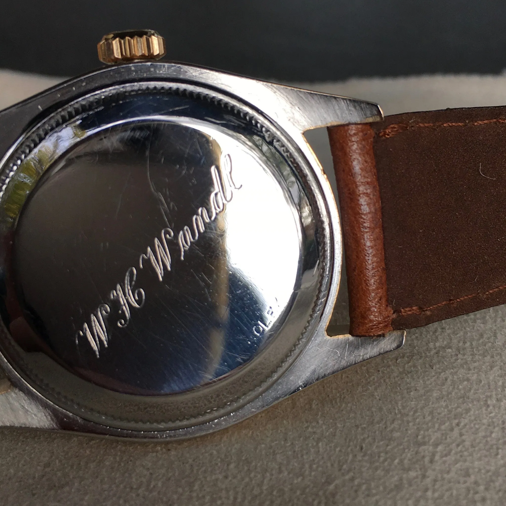 Vintage Rolex Oyster Perpetual 6634 "Golden Egg" Gold Capped Gilt Black Waffle Wristwatch