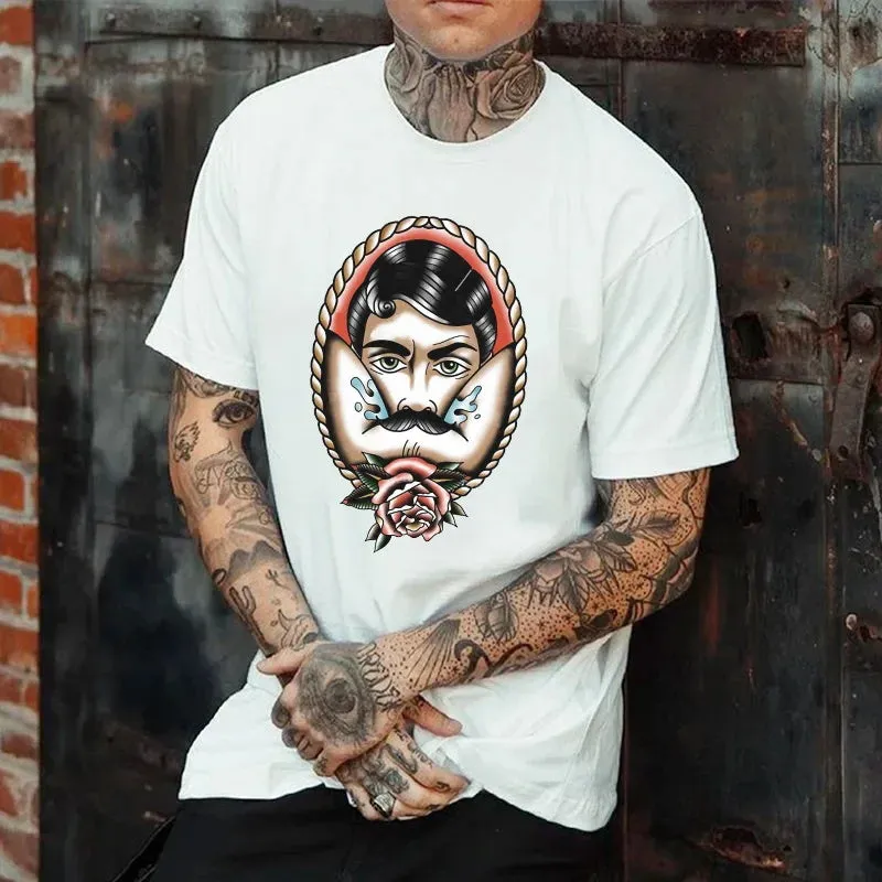 Vintage Rose Printed Men's T-shirt
