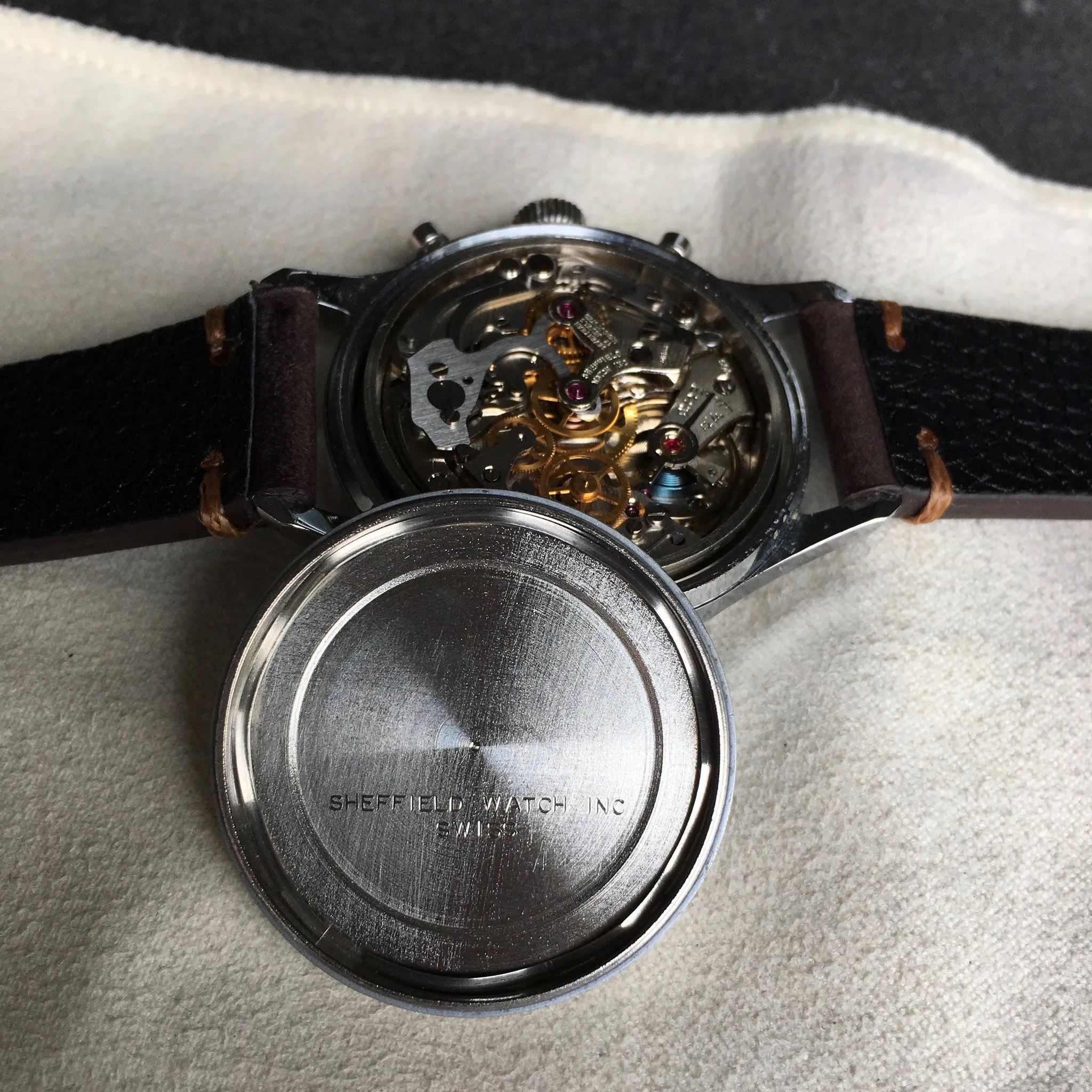 Vintage Sheffield 351-210 Waterproof Chronograph Venus 210 Manual Wind Wristwatch