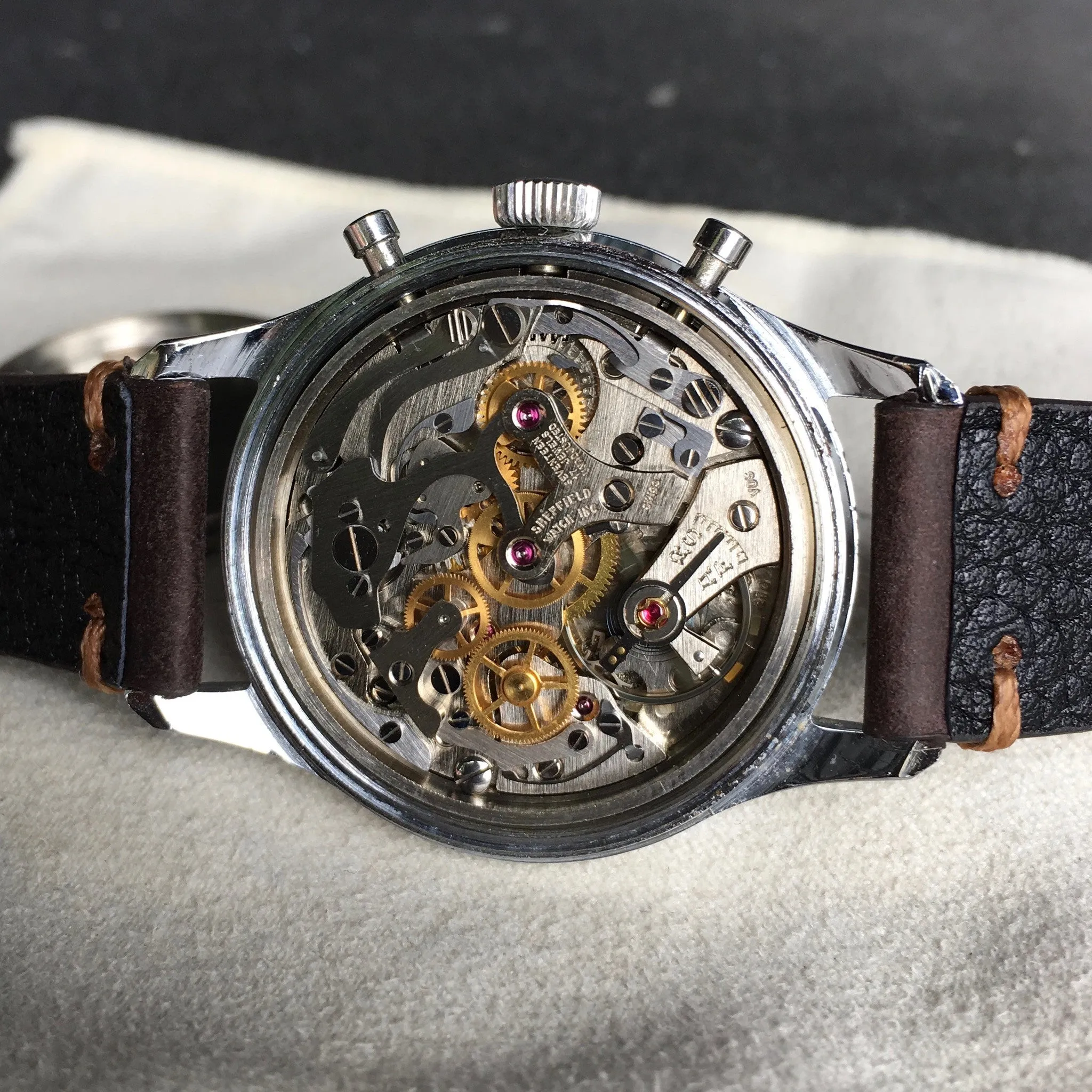 Vintage Sheffield 351-210 Waterproof Chronograph Venus 210 Manual Wind Wristwatch
