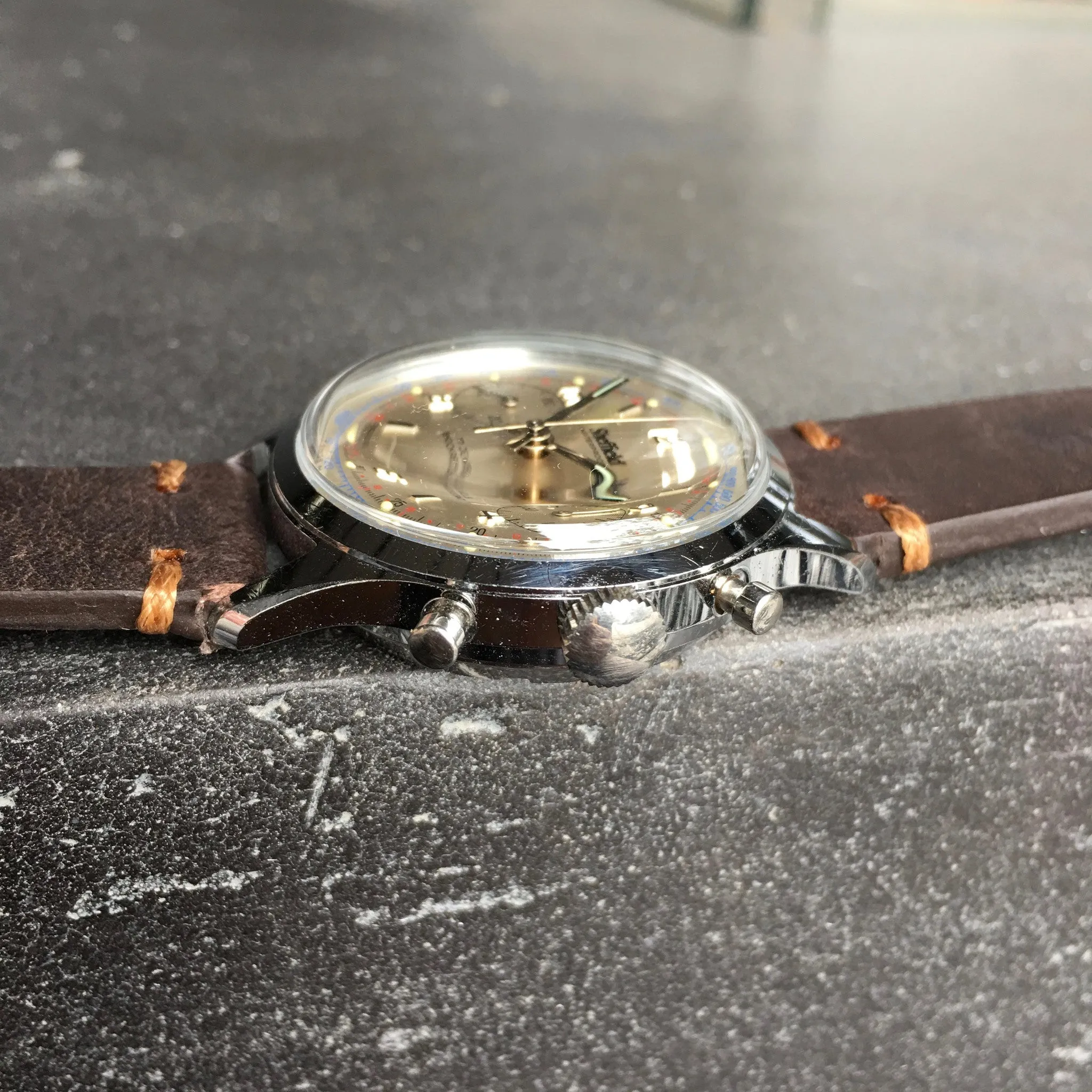 Vintage Sheffield 351-210 Waterproof Chronograph Venus 210 Manual Wind Wristwatch