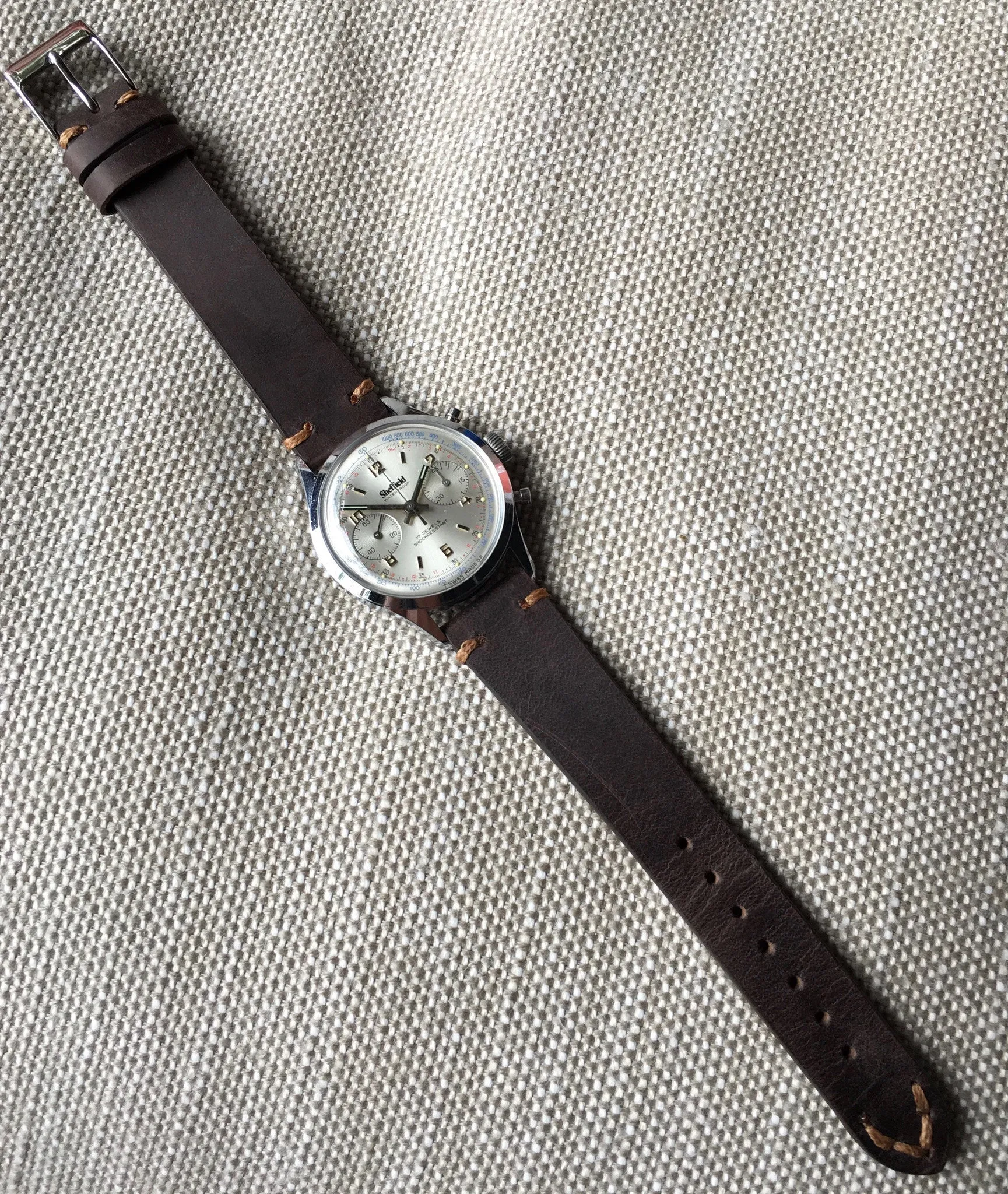 Vintage Sheffield 351-210 Waterproof Chronograph Venus 210 Manual Wind Wristwatch