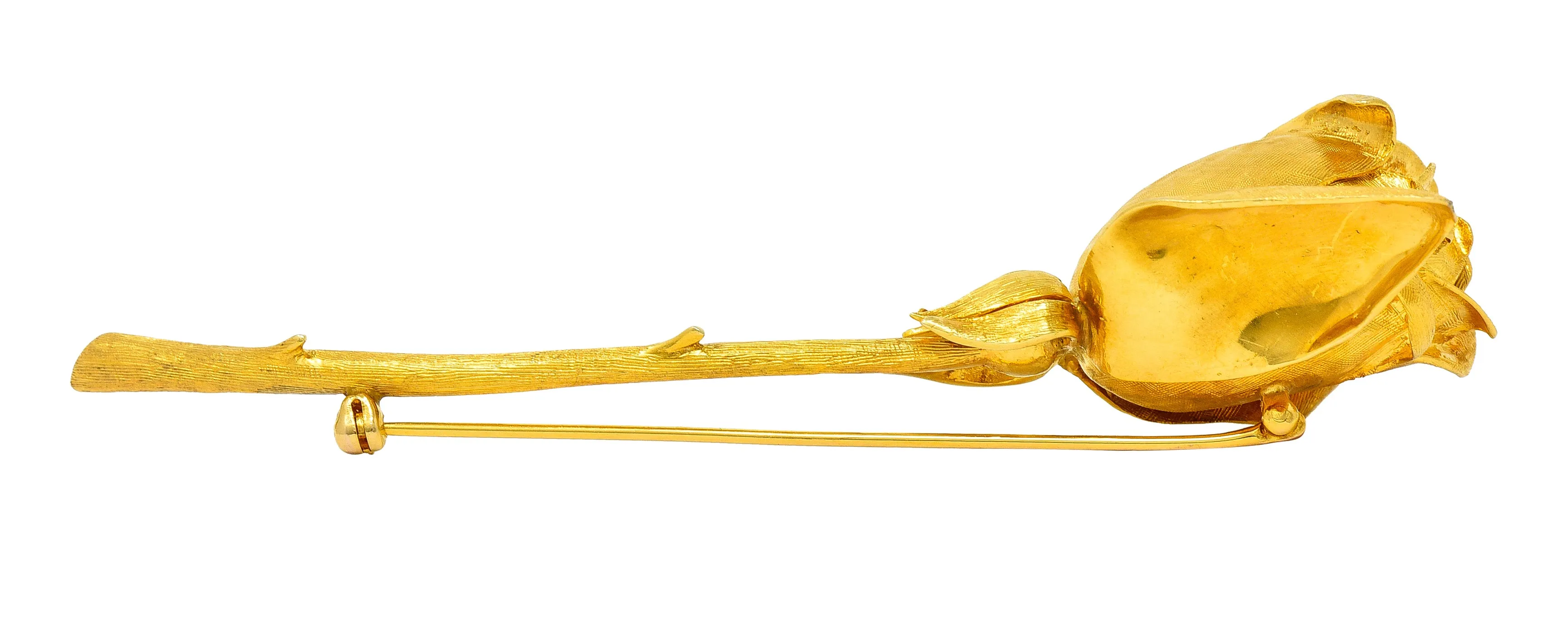 Vintage Tiffany & Co. 18 Karat Yellow Gold Florentine Rose Brooch