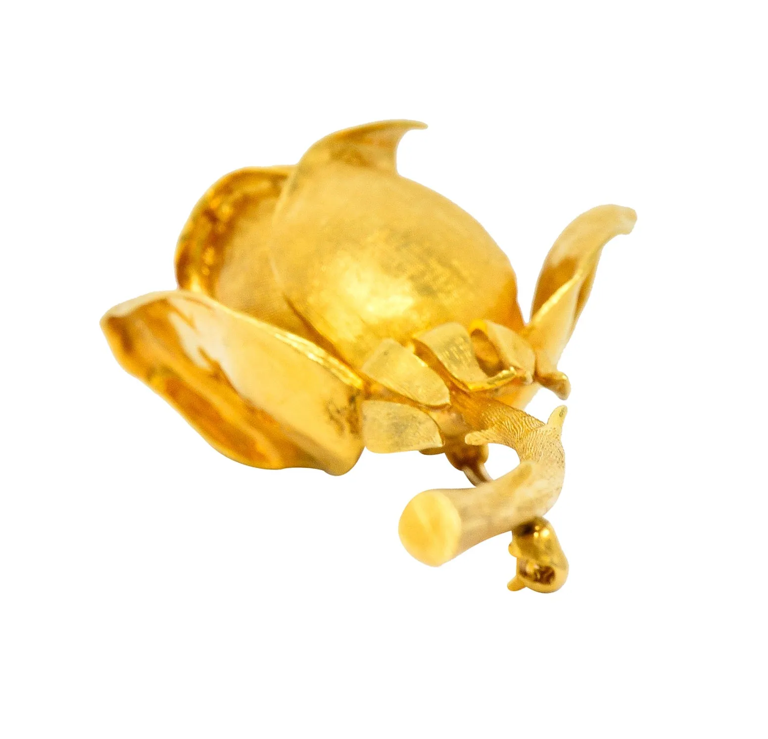 Vintage Tiffany & Co. 18 Karat Yellow Gold Florentine Rose Brooch