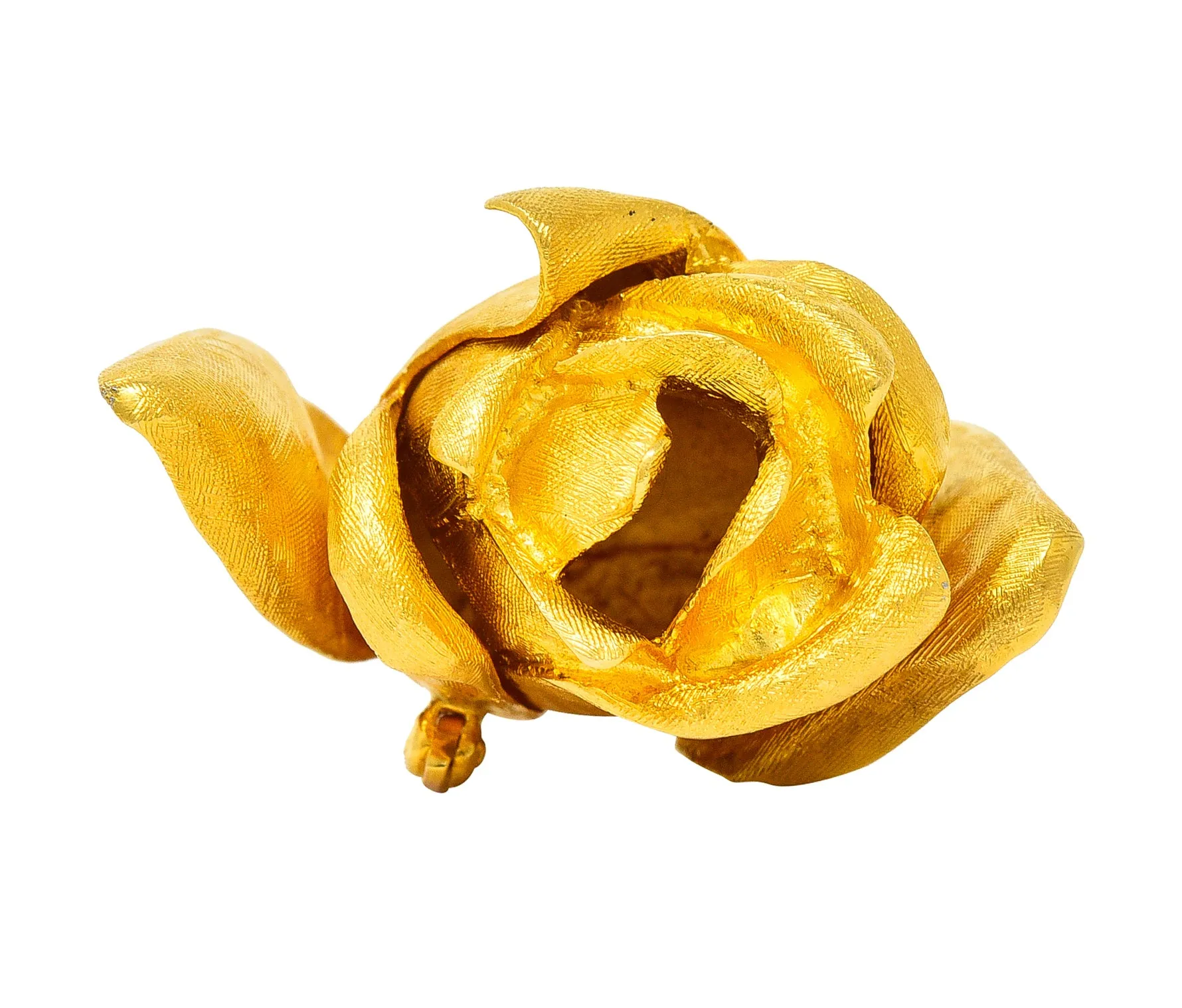 Vintage Tiffany & Co. 18 Karat Yellow Gold Florentine Rose Brooch