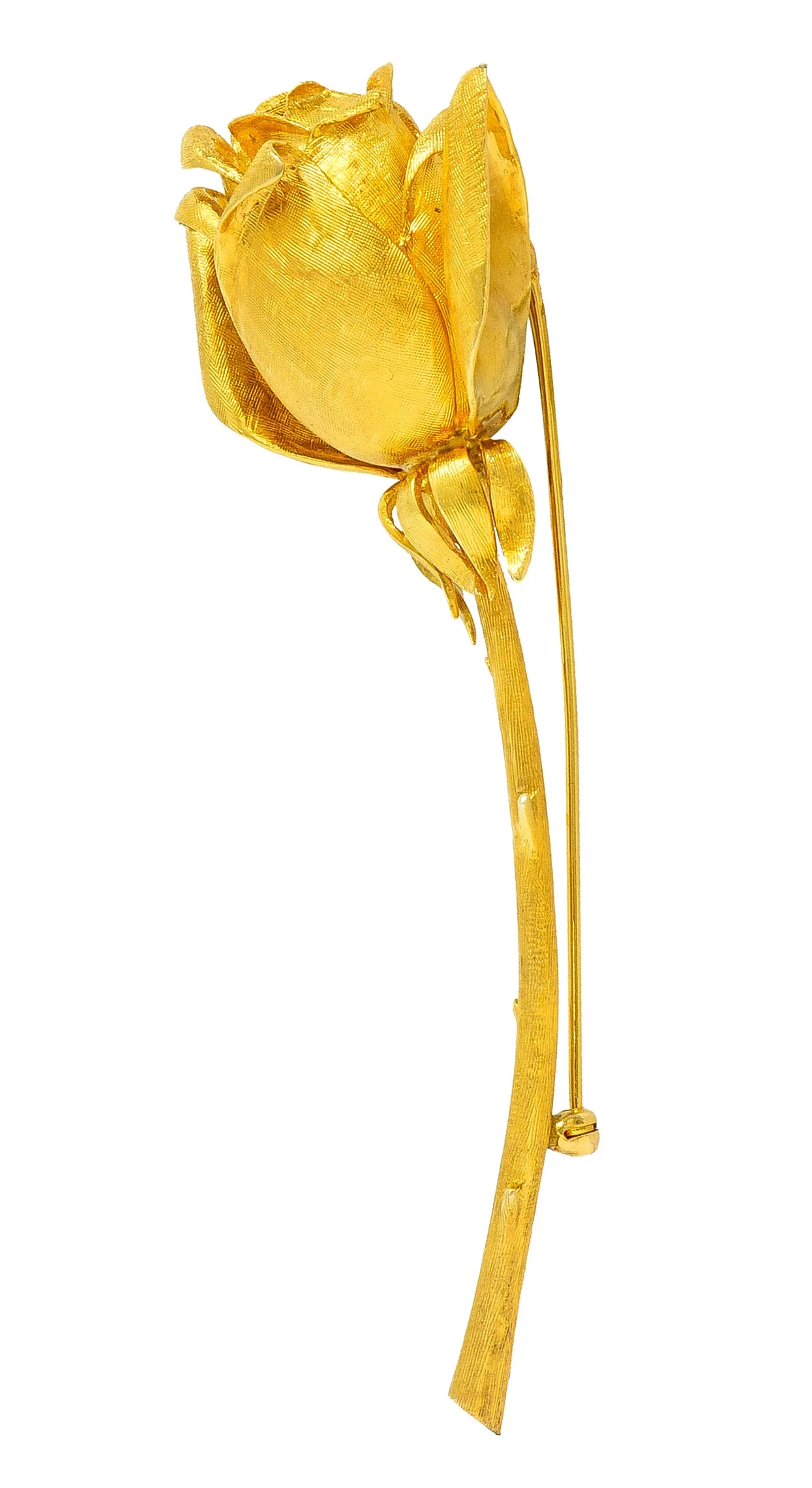 Vintage Tiffany & Co. 18 Karat Yellow Gold Florentine Rose Brooch
