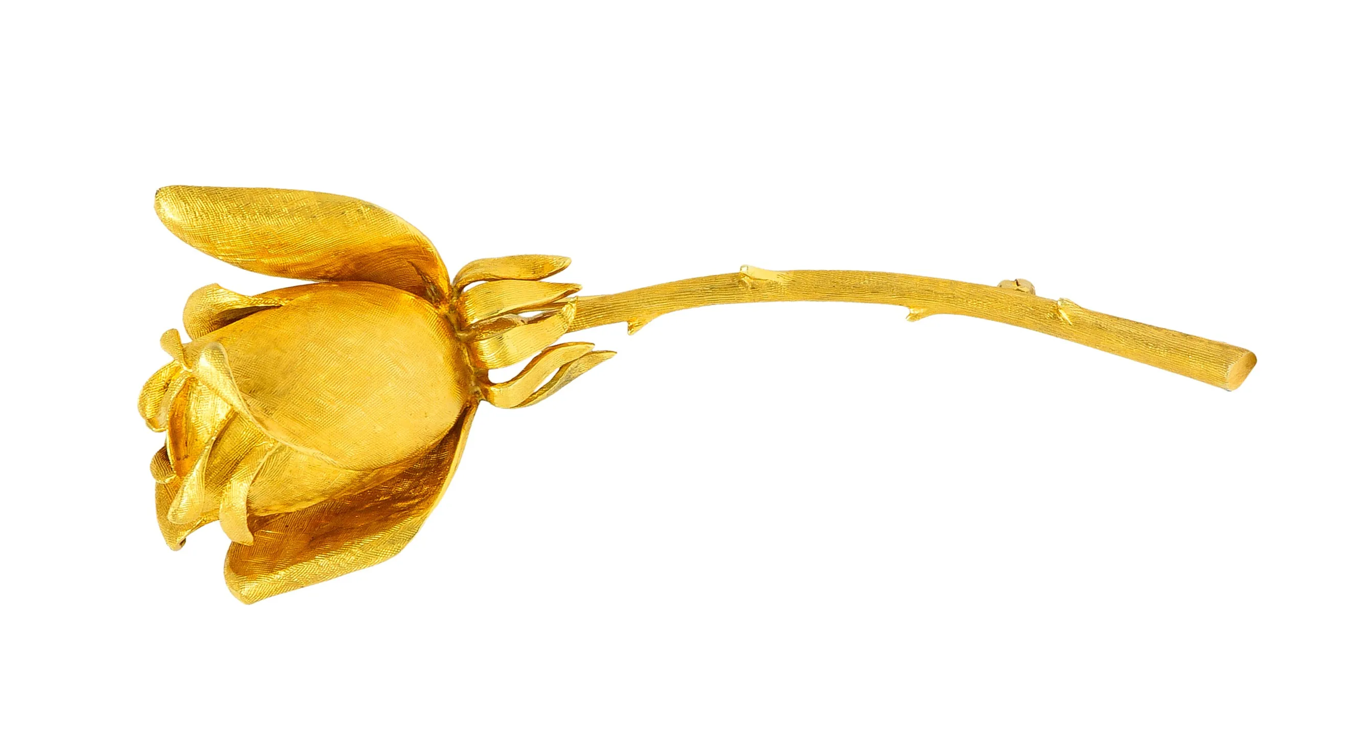 Vintage Tiffany & Co. 18 Karat Yellow Gold Florentine Rose Brooch