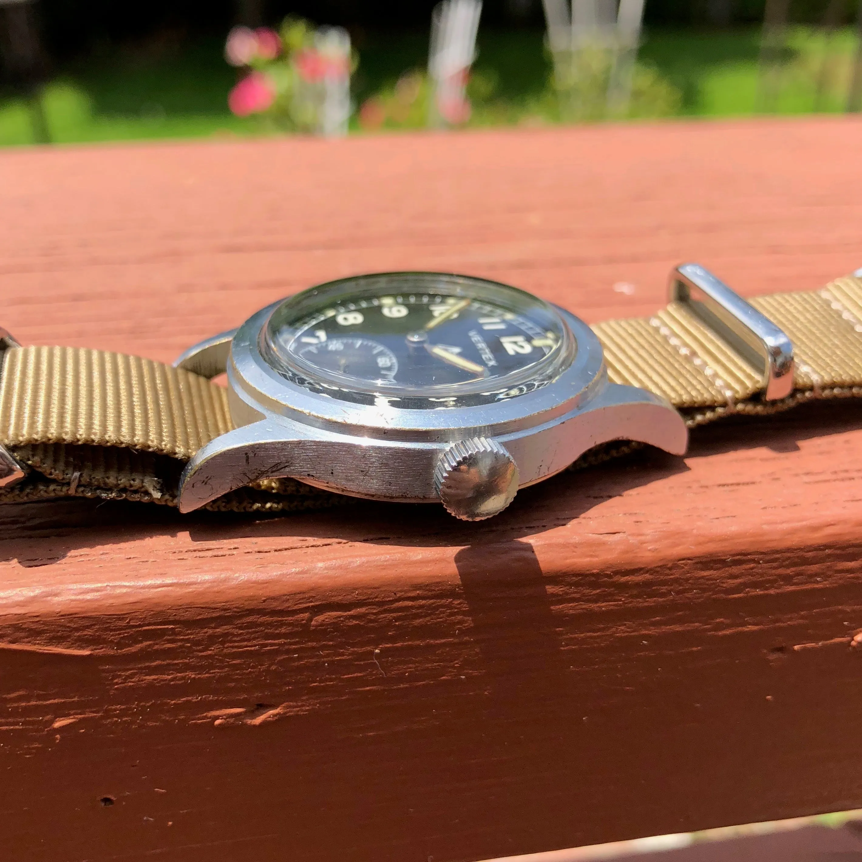 Vintage Vertex WWW Military Dirty Dozen British Military WWII Black Wristwatch