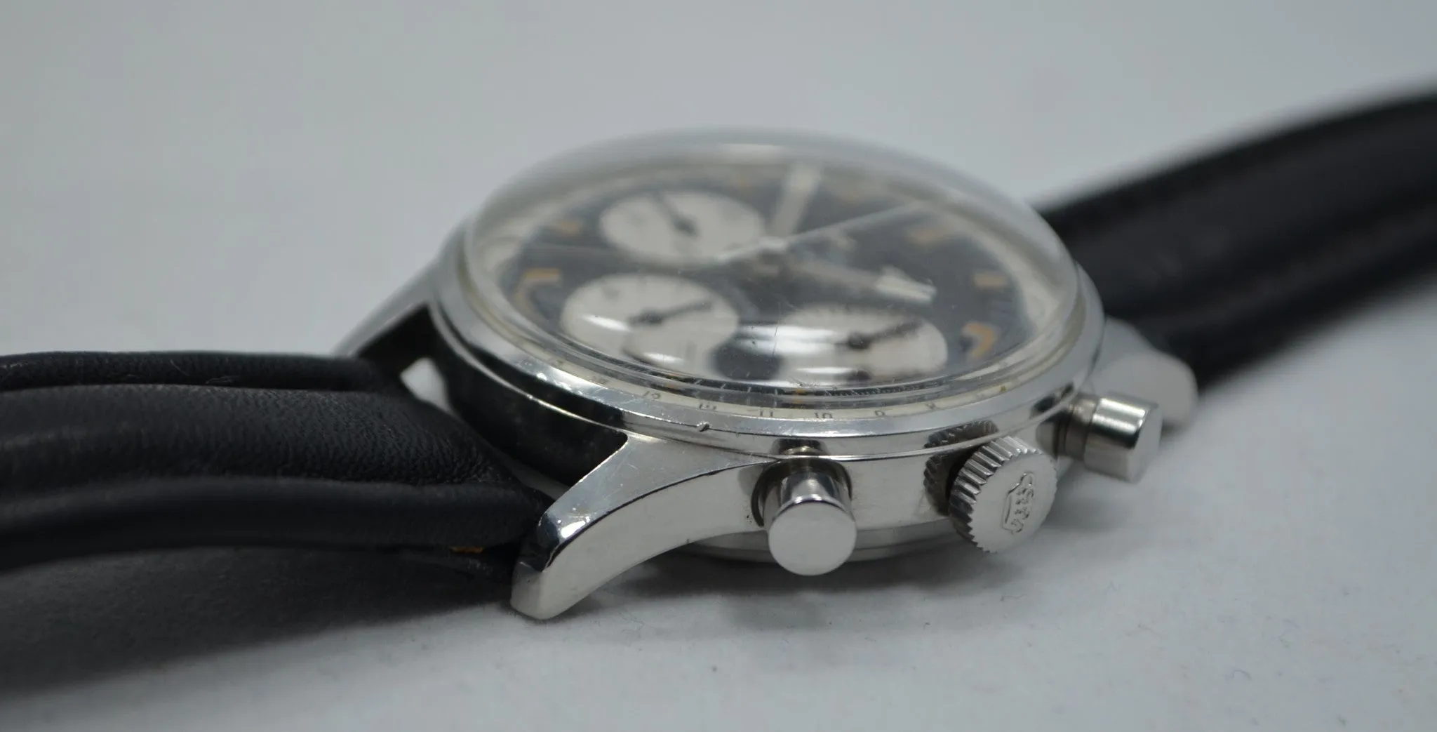 Vintage Wakmann Incabloc Chronograph Valjoux 72 1960's Steel Triple Date Watch