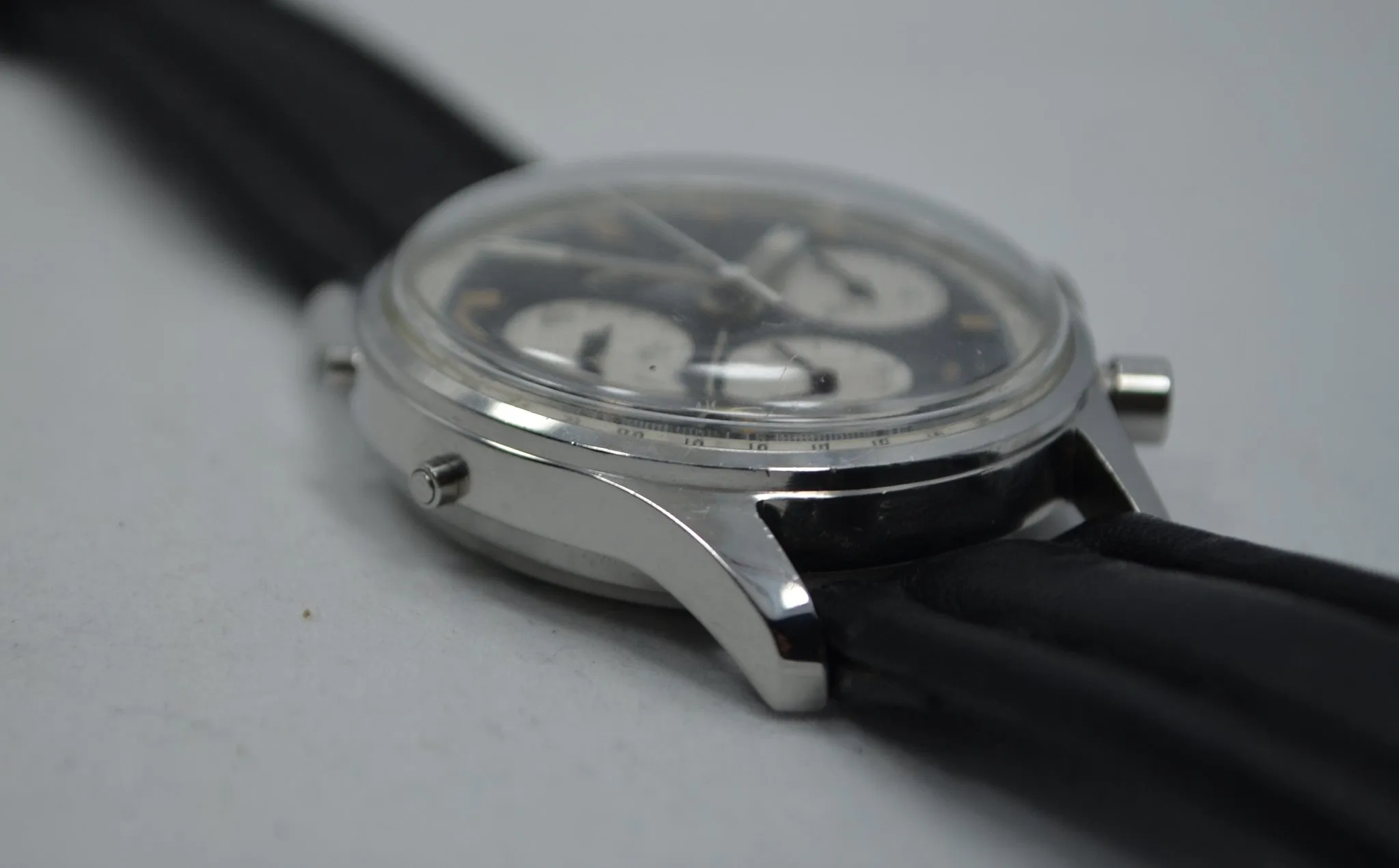 Vintage Wakmann Incabloc Chronograph Valjoux 72 1960's Steel Triple Date Watch