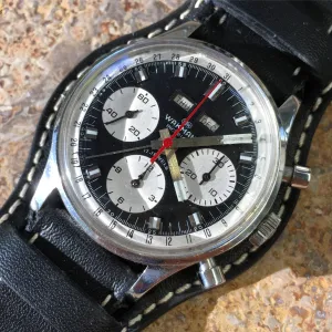 Vintage Wakmann Incabloc Steel Chronograph Triple Date 71.1309.70 Valjoux 730 Watch