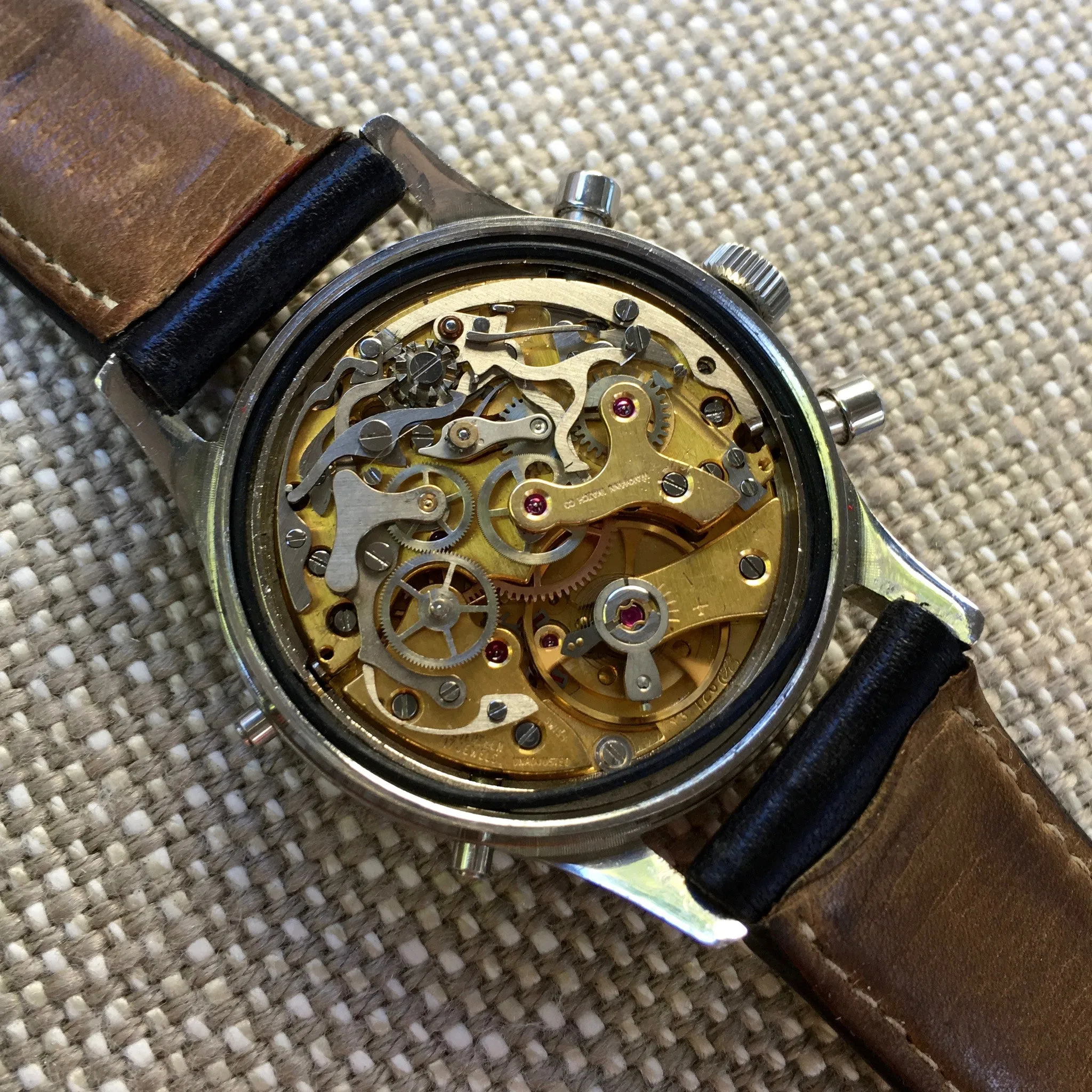 Vintage Wakmann Steel Chronograph Triple Date 71.1309.70 Valjoux 726 Wristwatch