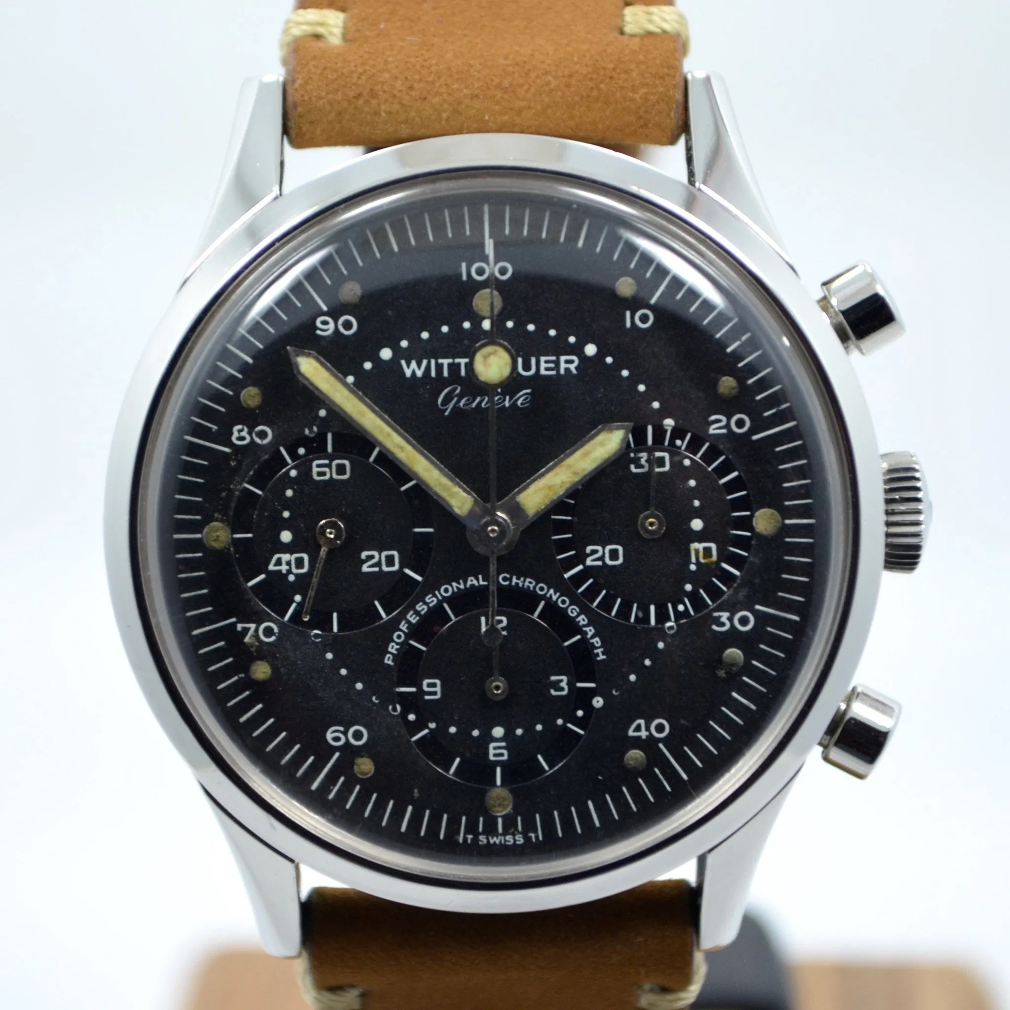 Vintage Wittnauer Professional Chronograph Steel Valjoux 72 Manual Wristwatch