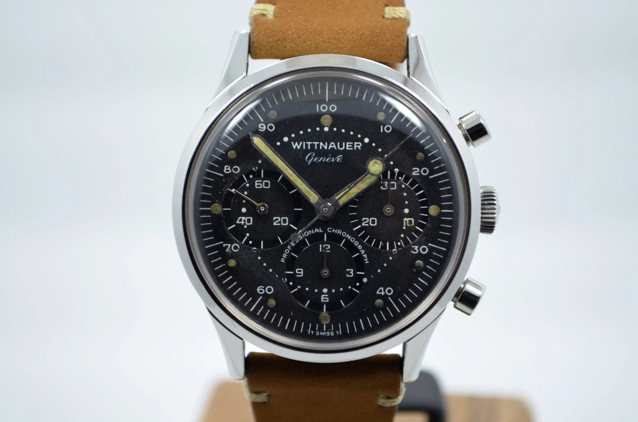 Vintage Wittnauer Professional Chronograph Steel Valjoux 72 Manual Wristwatch