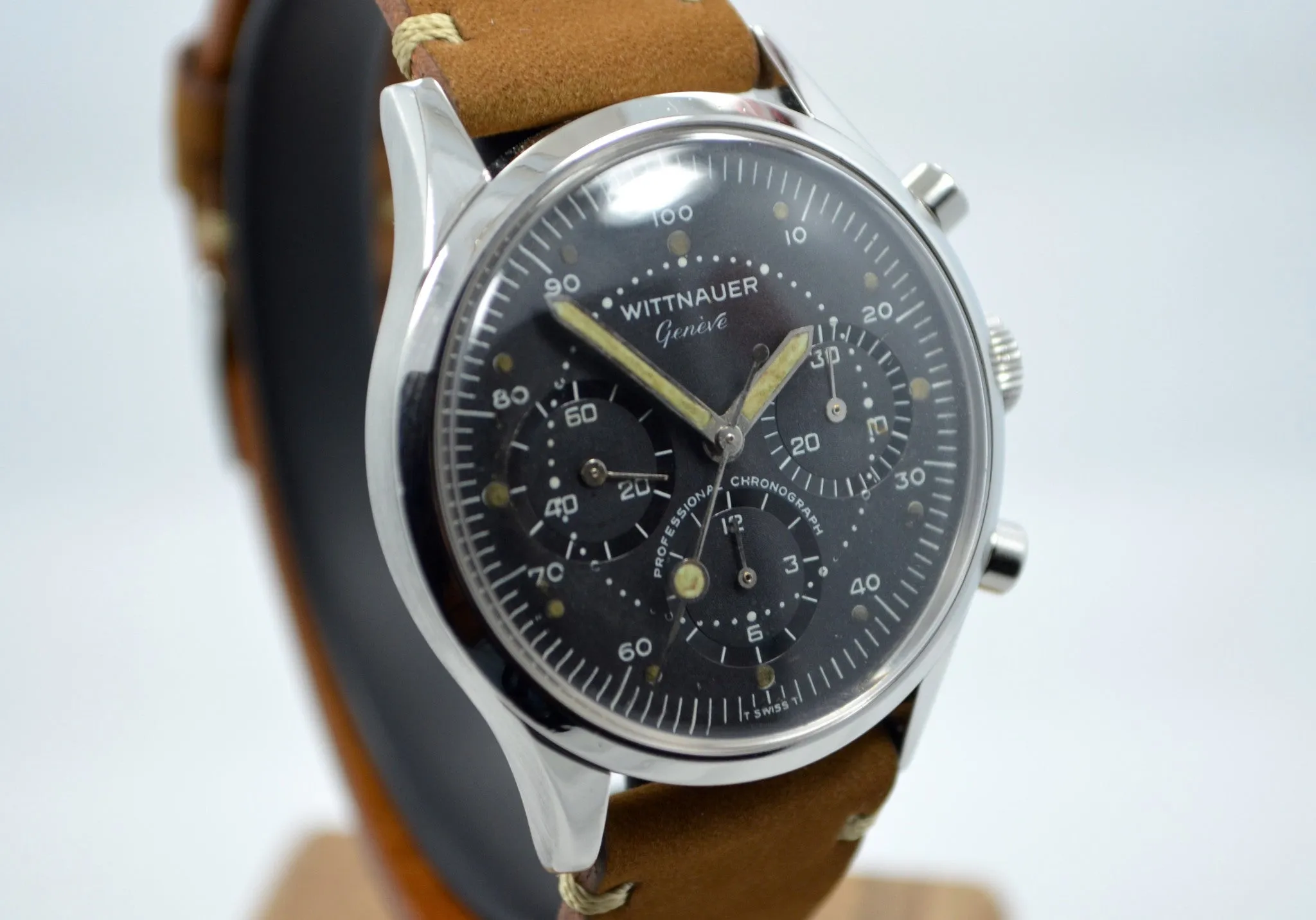 Vintage Wittnauer Professional Chronograph Steel Valjoux 72 Manual Wristwatch