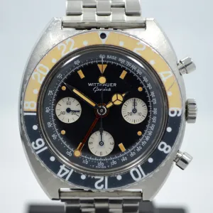 Vintage Wittnauer Steel GMT Chronograph Valjoux 724 Wristwatch