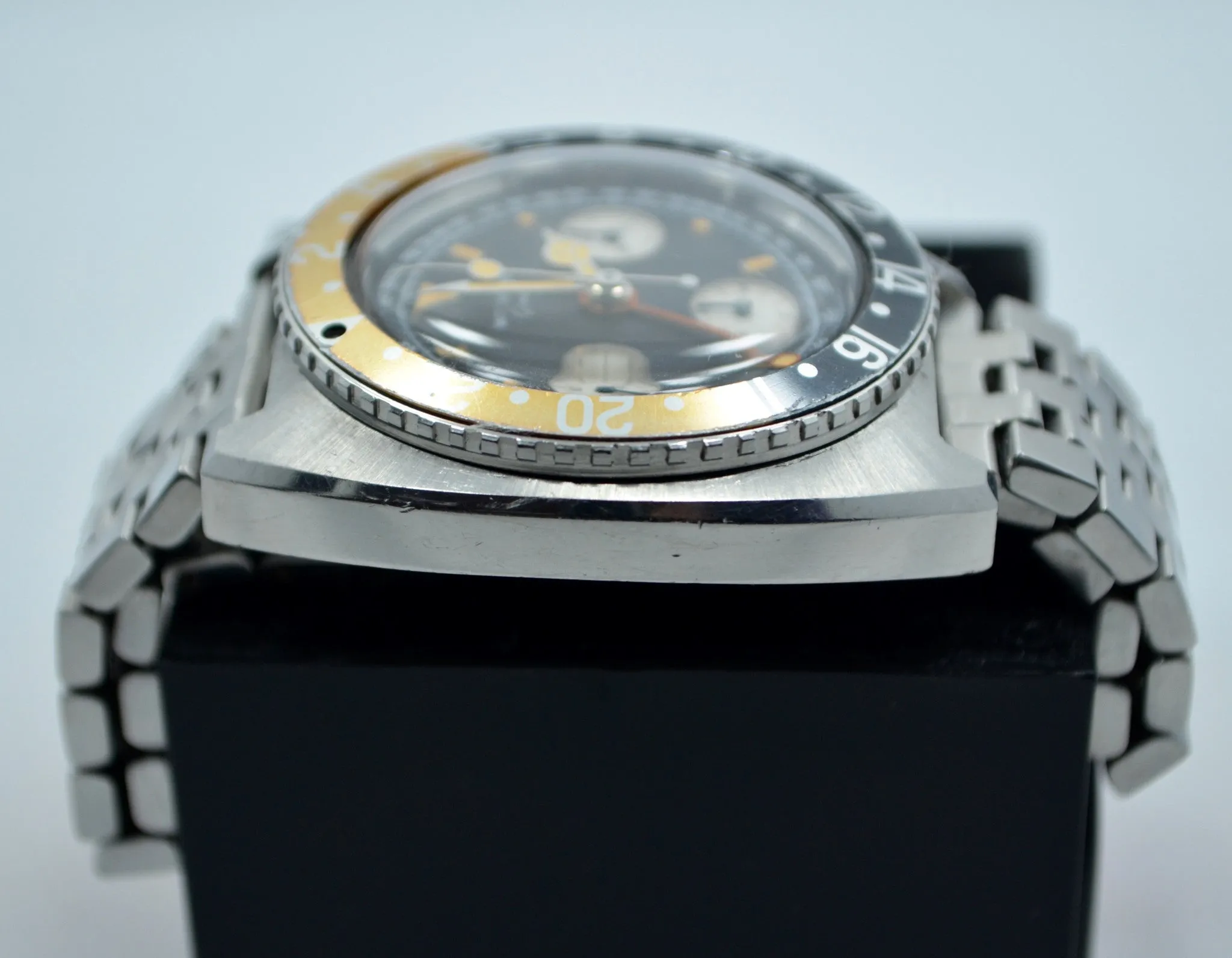 Vintage Wittnauer Steel GMT Chronograph Valjoux 724 Wristwatch