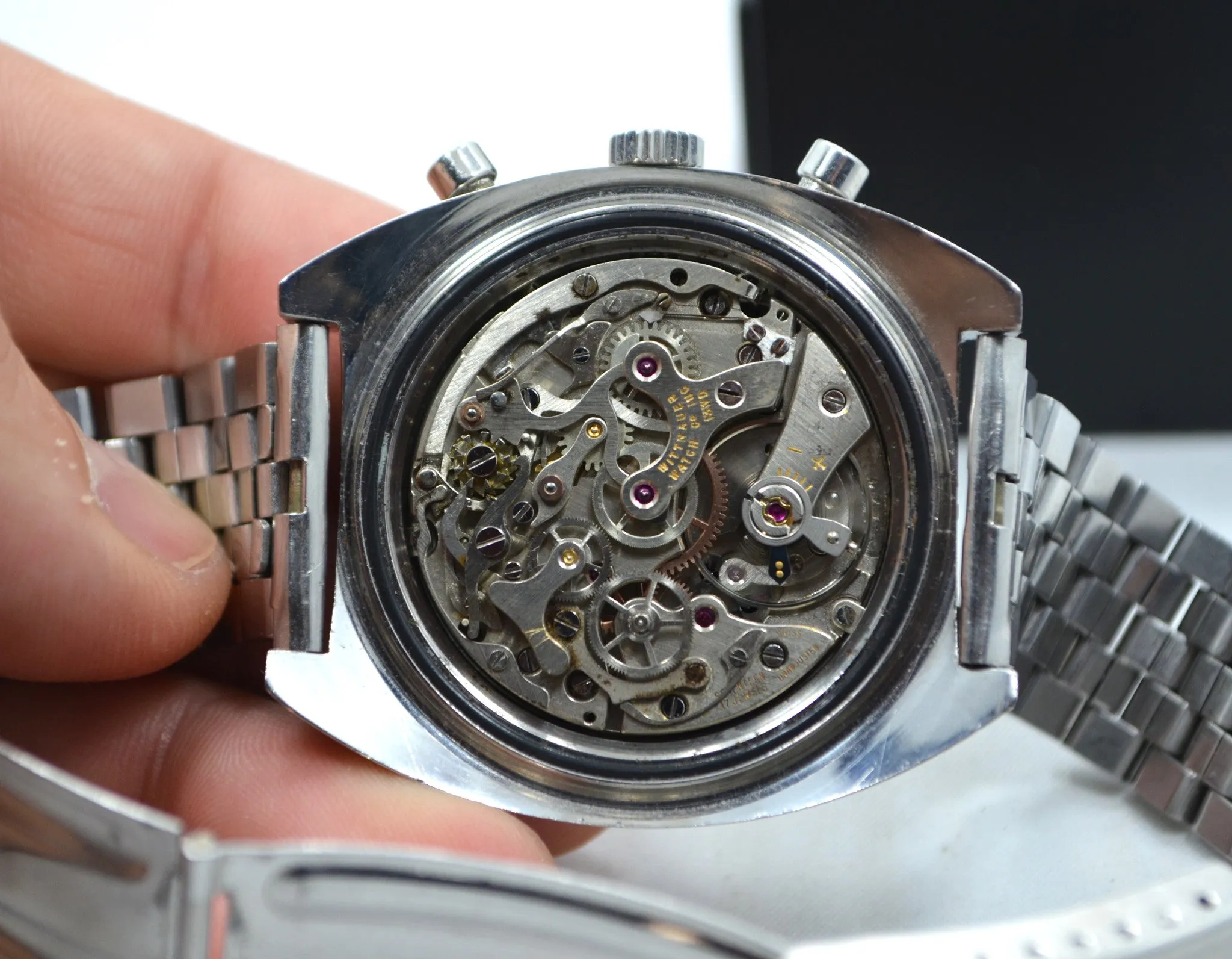 Vintage Wittnauer Steel GMT Chronograph Valjoux 724 Wristwatch