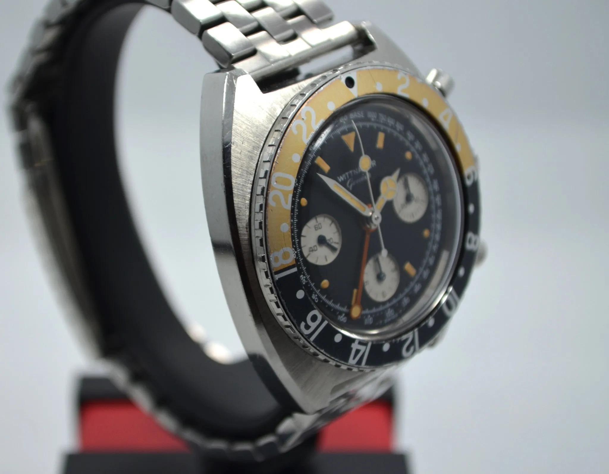 Vintage Wittnauer Steel GMT Chronograph Valjoux 724 Wristwatch