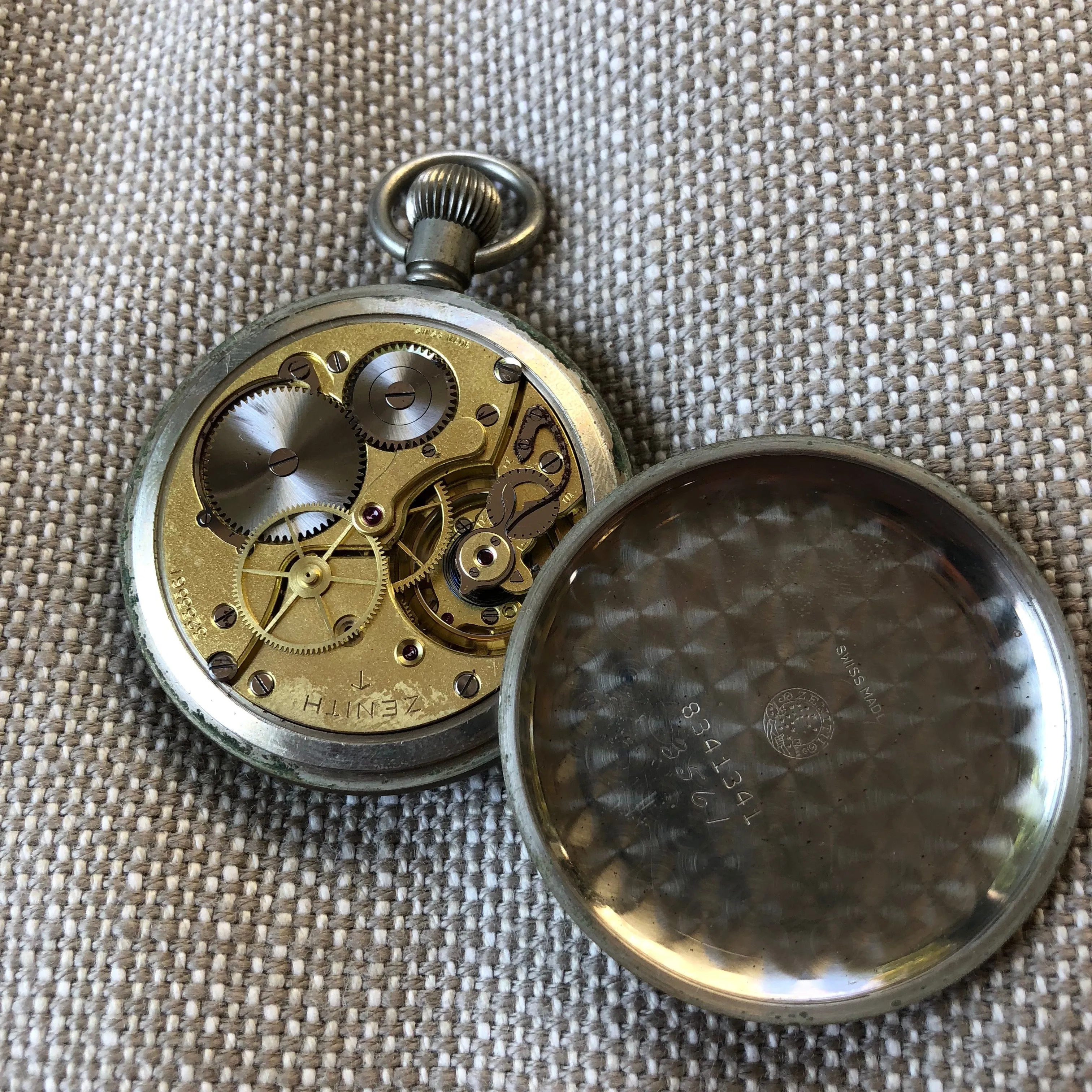Vintage Zenith Royal Navy Deck H.S.3 WWII Military Pocket Watch