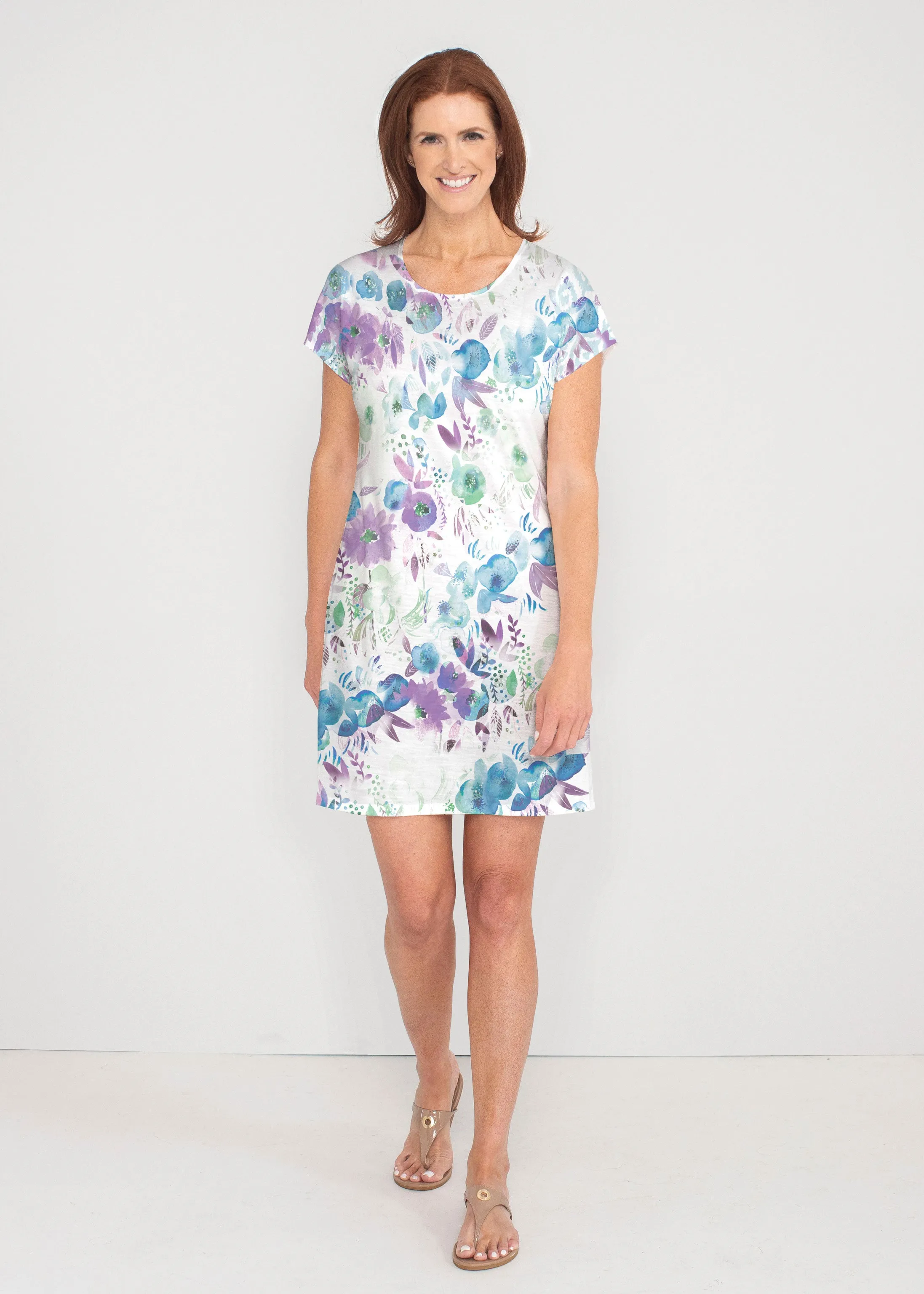 Violet (16228) ~ French Terry Short Sleeve Crew Dress