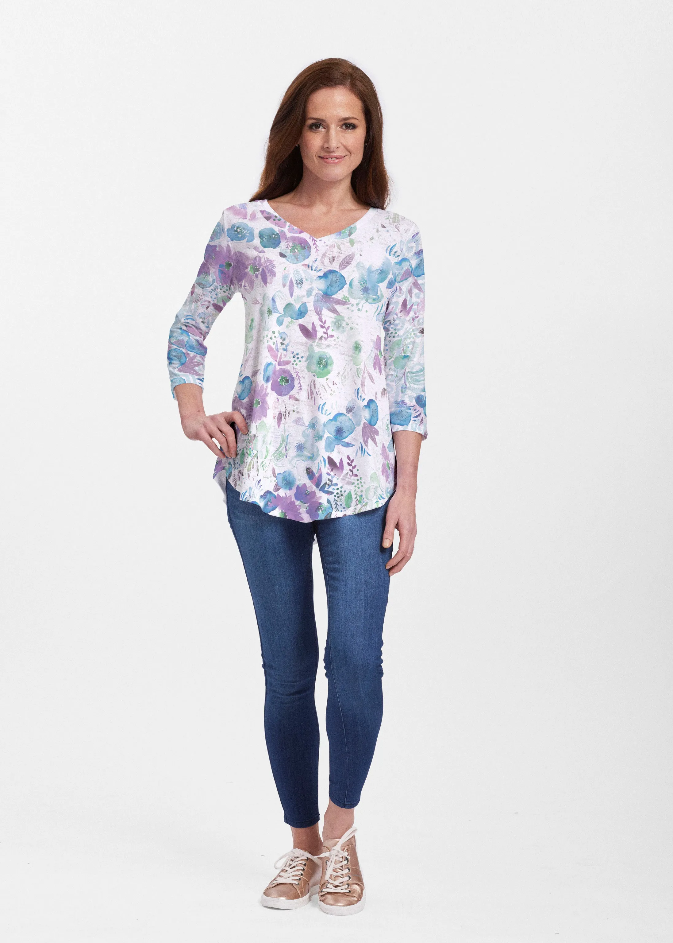 Violet (16228) ~ V-neck Flowy Tunic