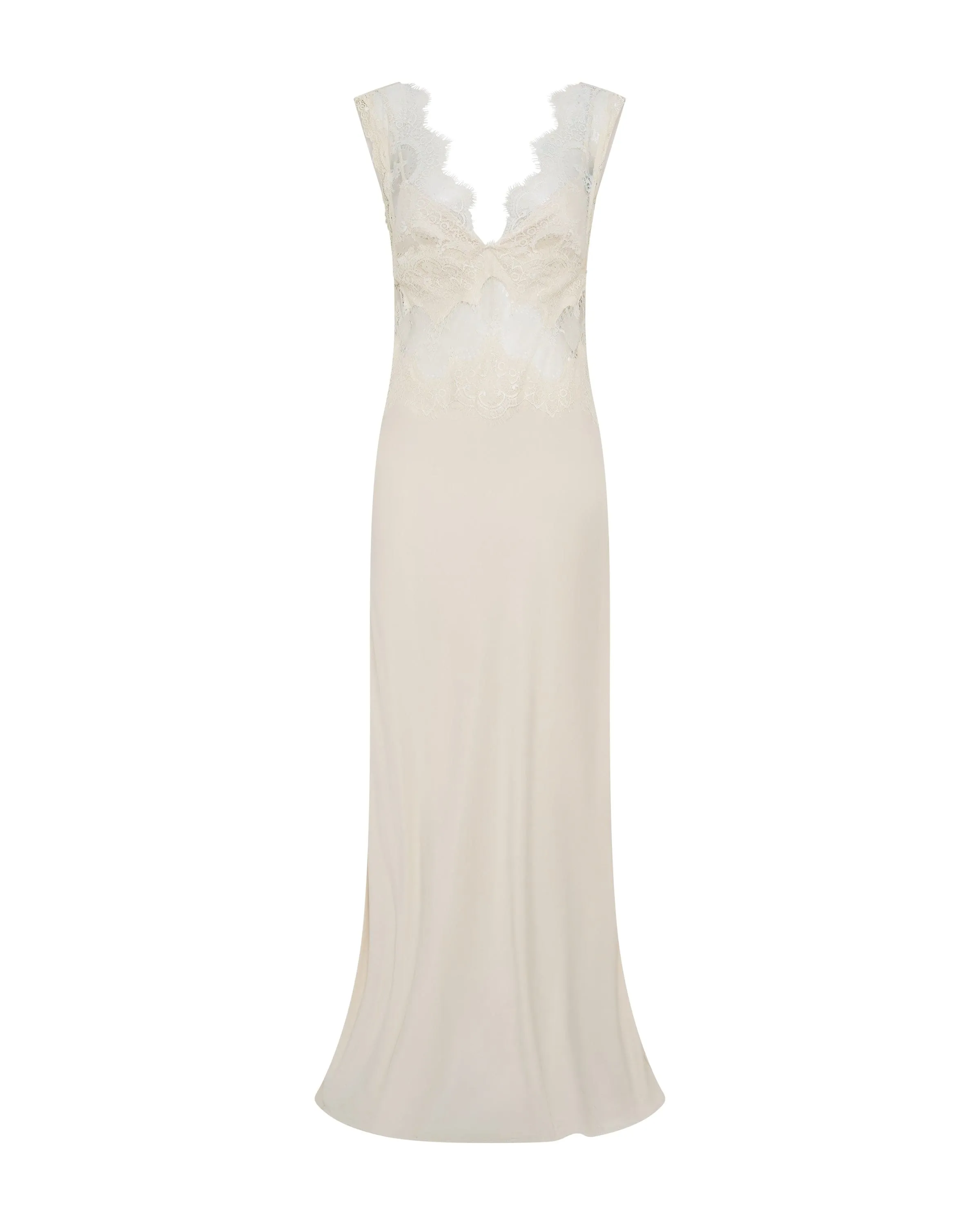 VISIONS LACE FLOOR LENGTH DRESS | BUTTERCREAM