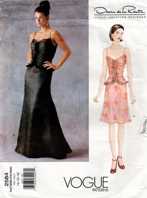 Vogue American Designer 2584 OSCAR DE LA RENTA Womens Drop Waisted Boned Bodice Evening Dress Out Of Print Sewing Pattern Size 14 - 18 UNCUT Factory Folded