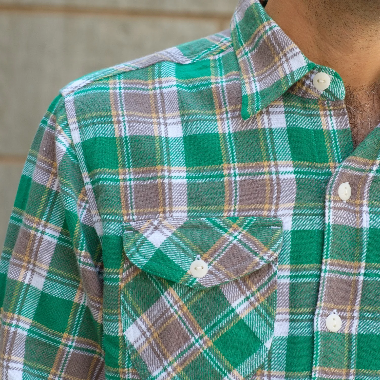 Washed Flannel Workshirt in Spring Pasture Plaid