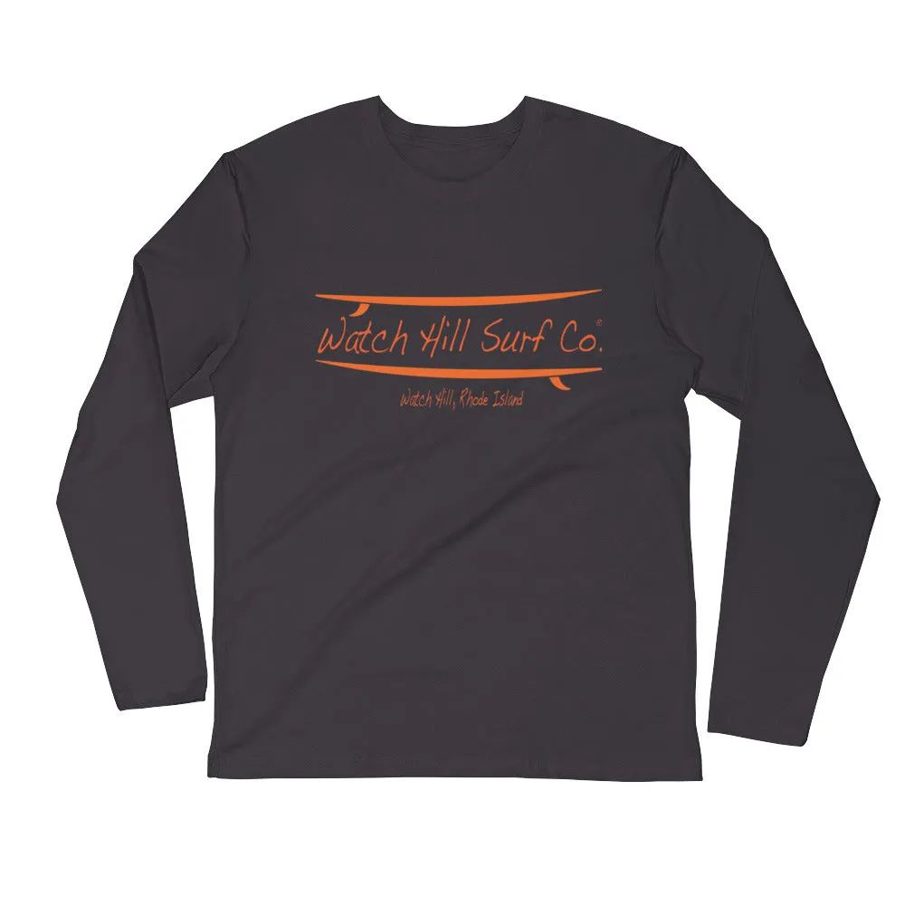 Watch Hill Surf Co. 'Parallel Boards' Premium Long Sleeve Fitted Crew (Orange)